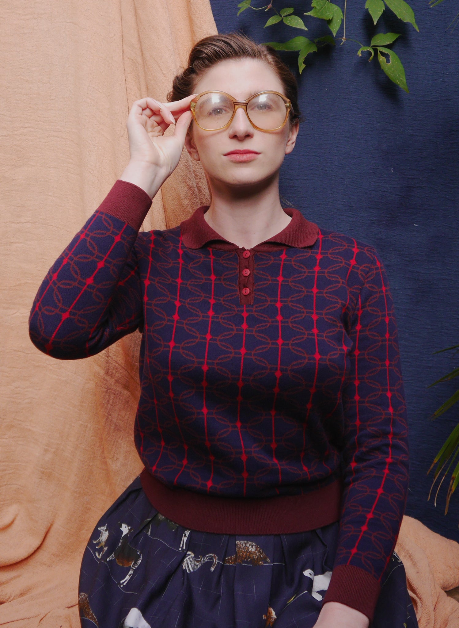 Aila Knitted Top - Navy Radio Days