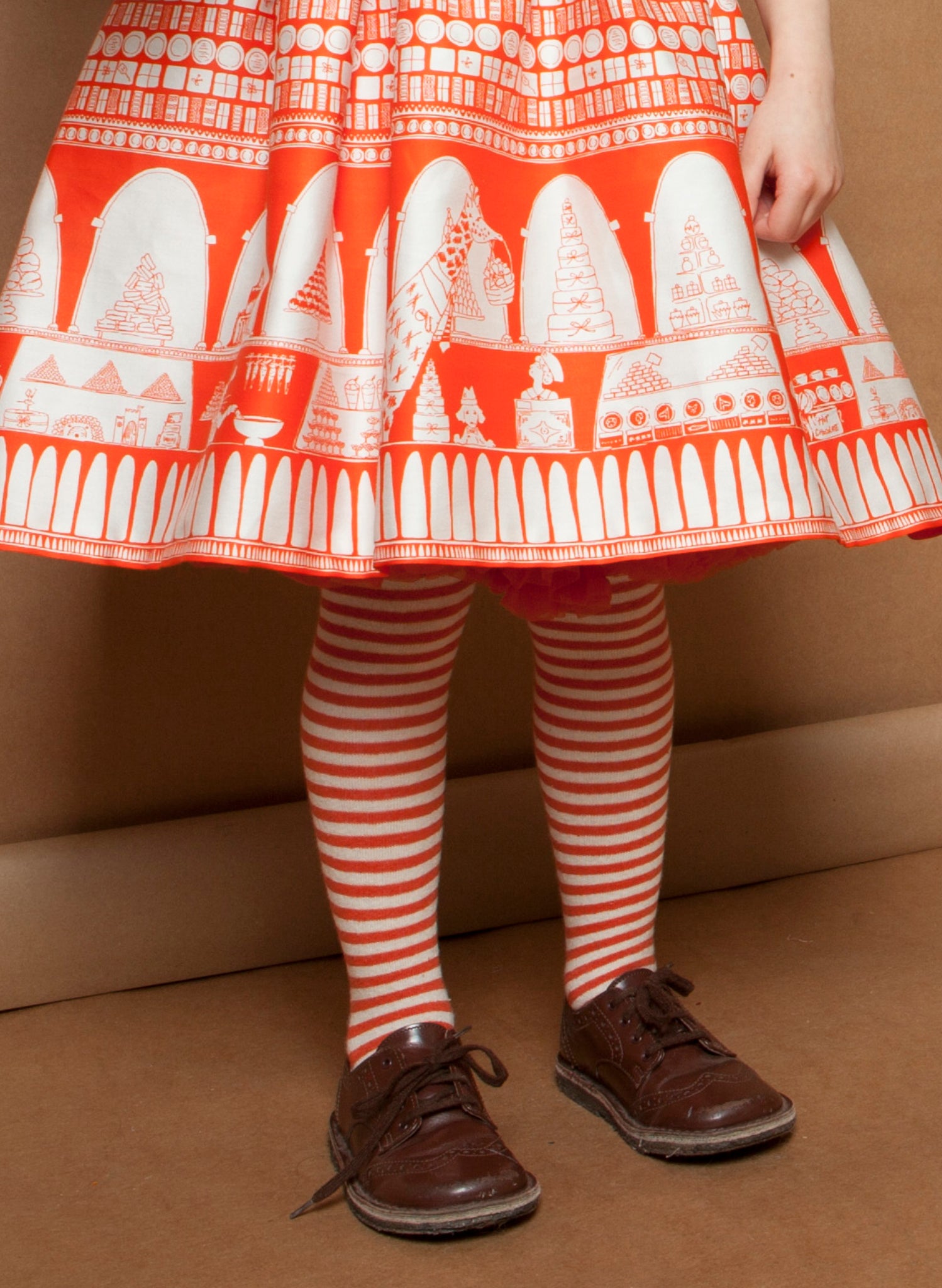 Baby / Toddler Tights - Orange/Cream Stripe