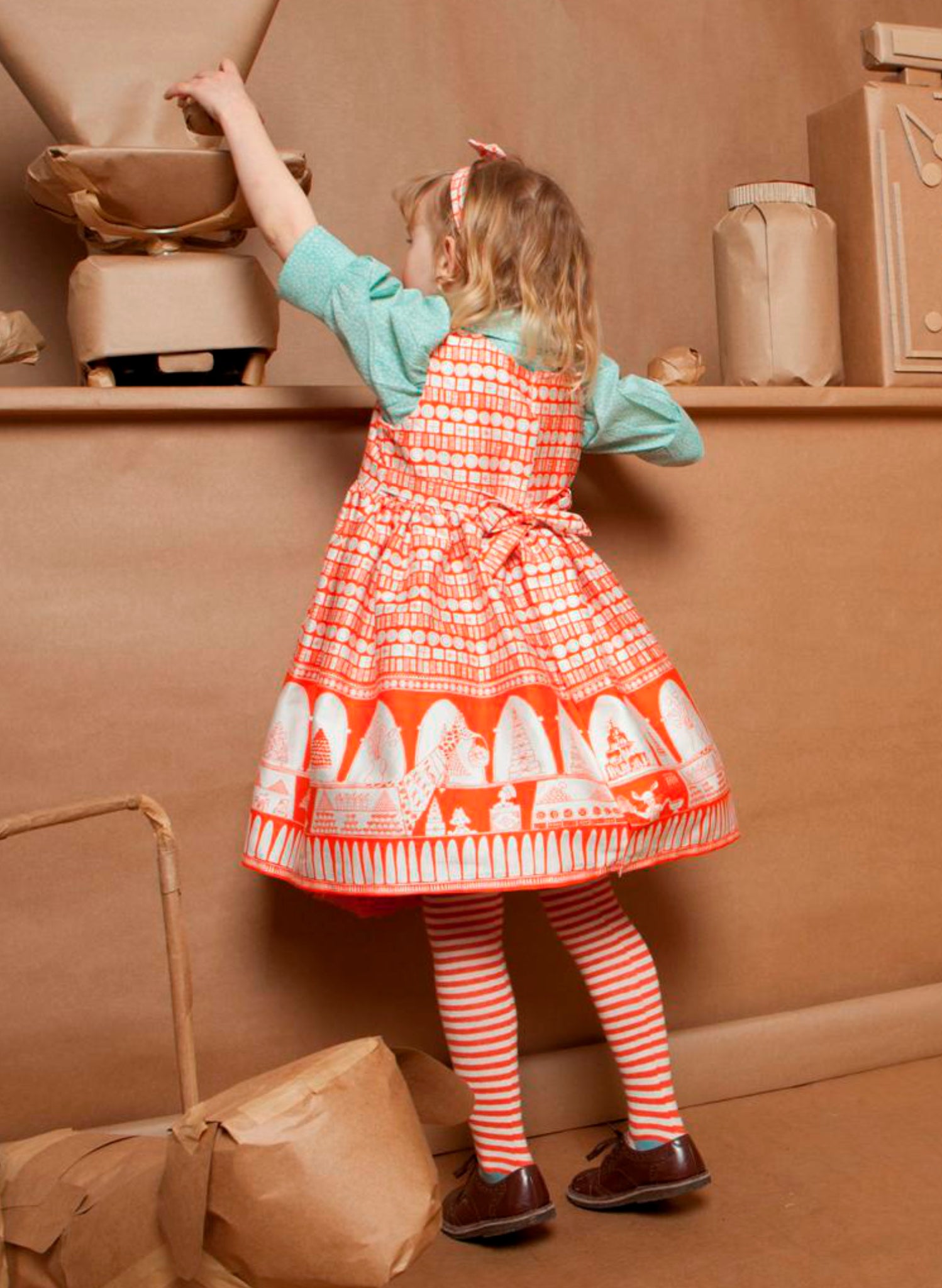 Baby / Toddler Tights - Orange/Cream Stripe