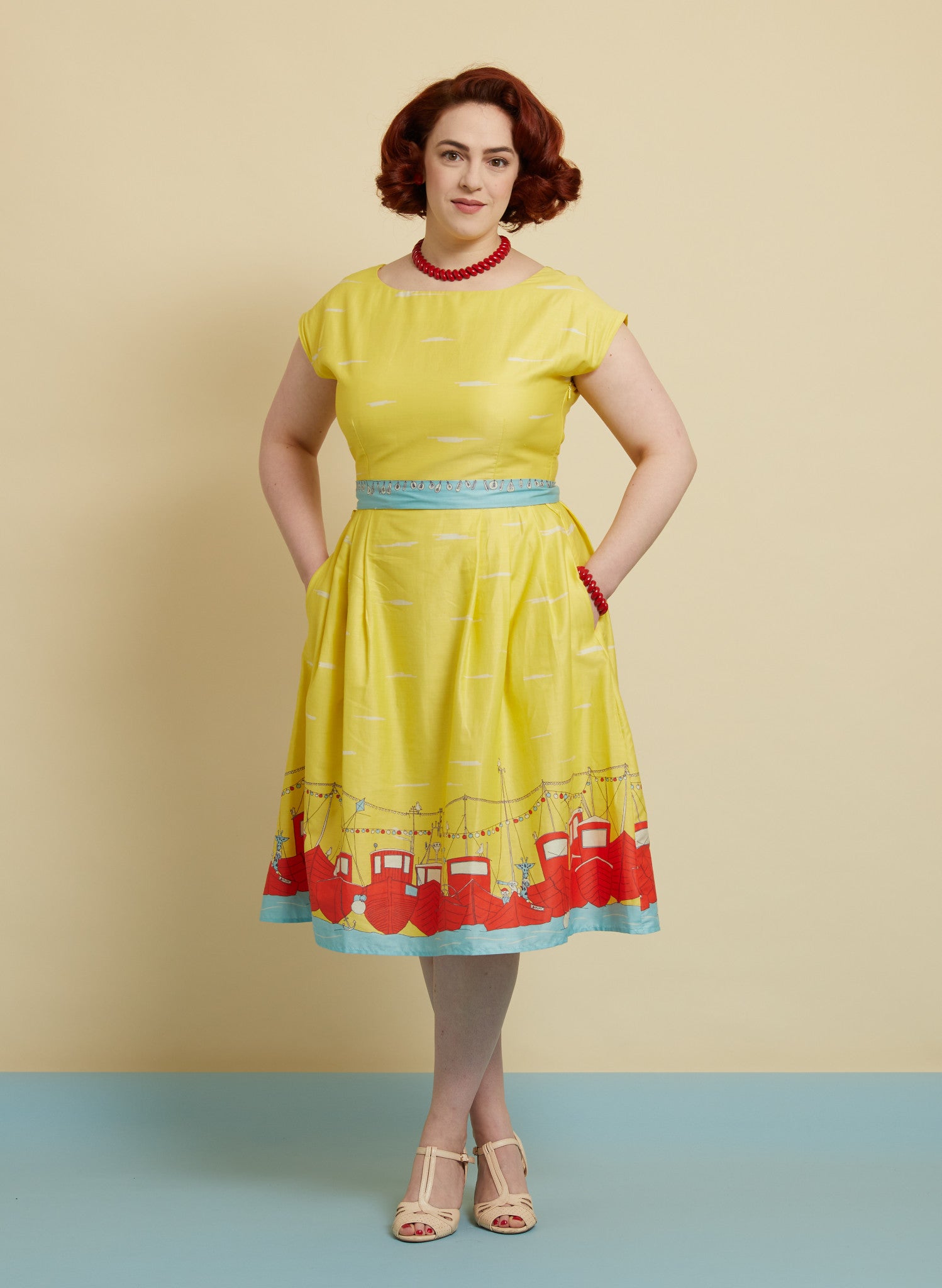 Beatrice Dress - Yellow Boats