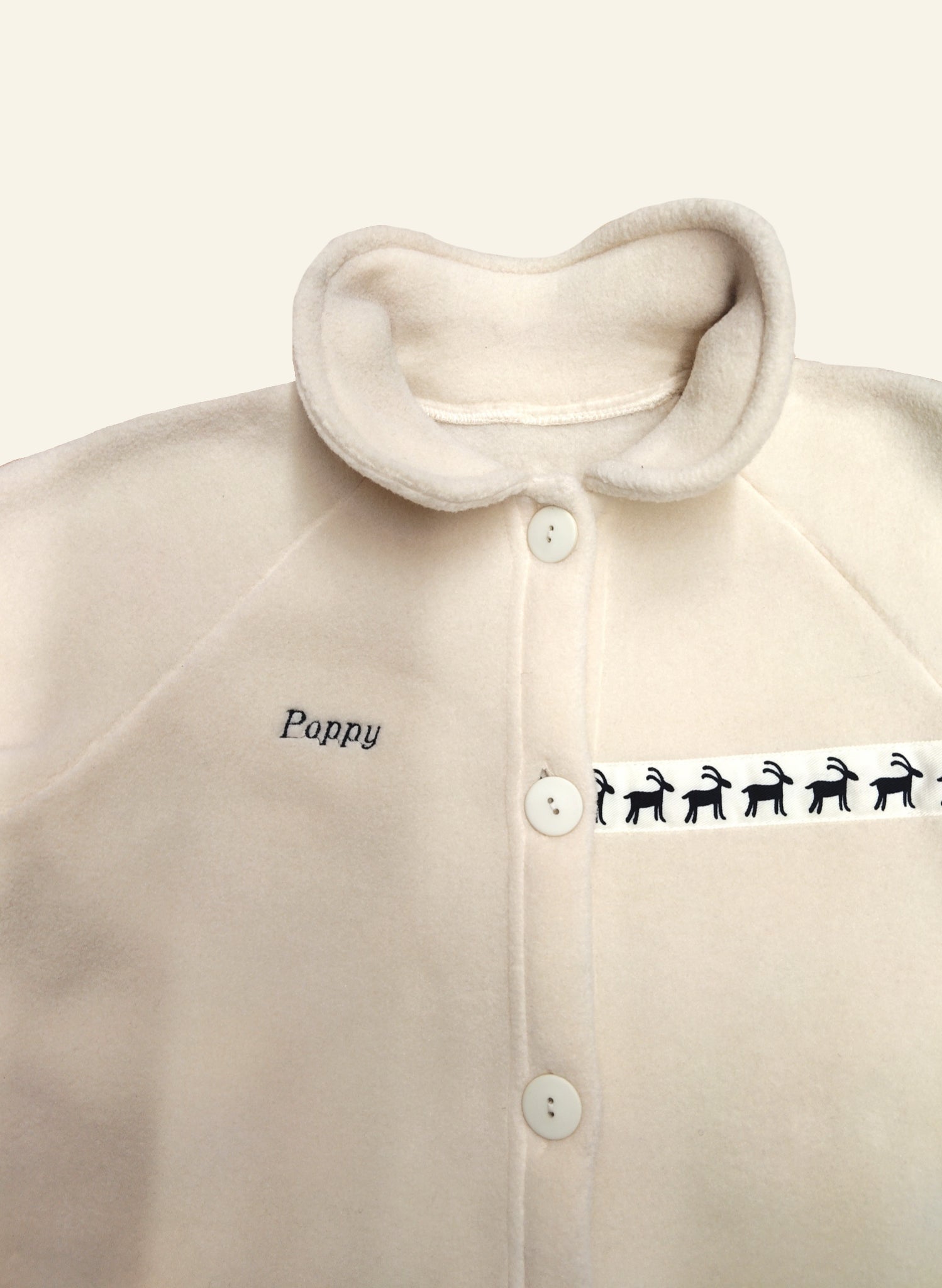 Children's Swing Jacket - Cream with Navy Animaux trim