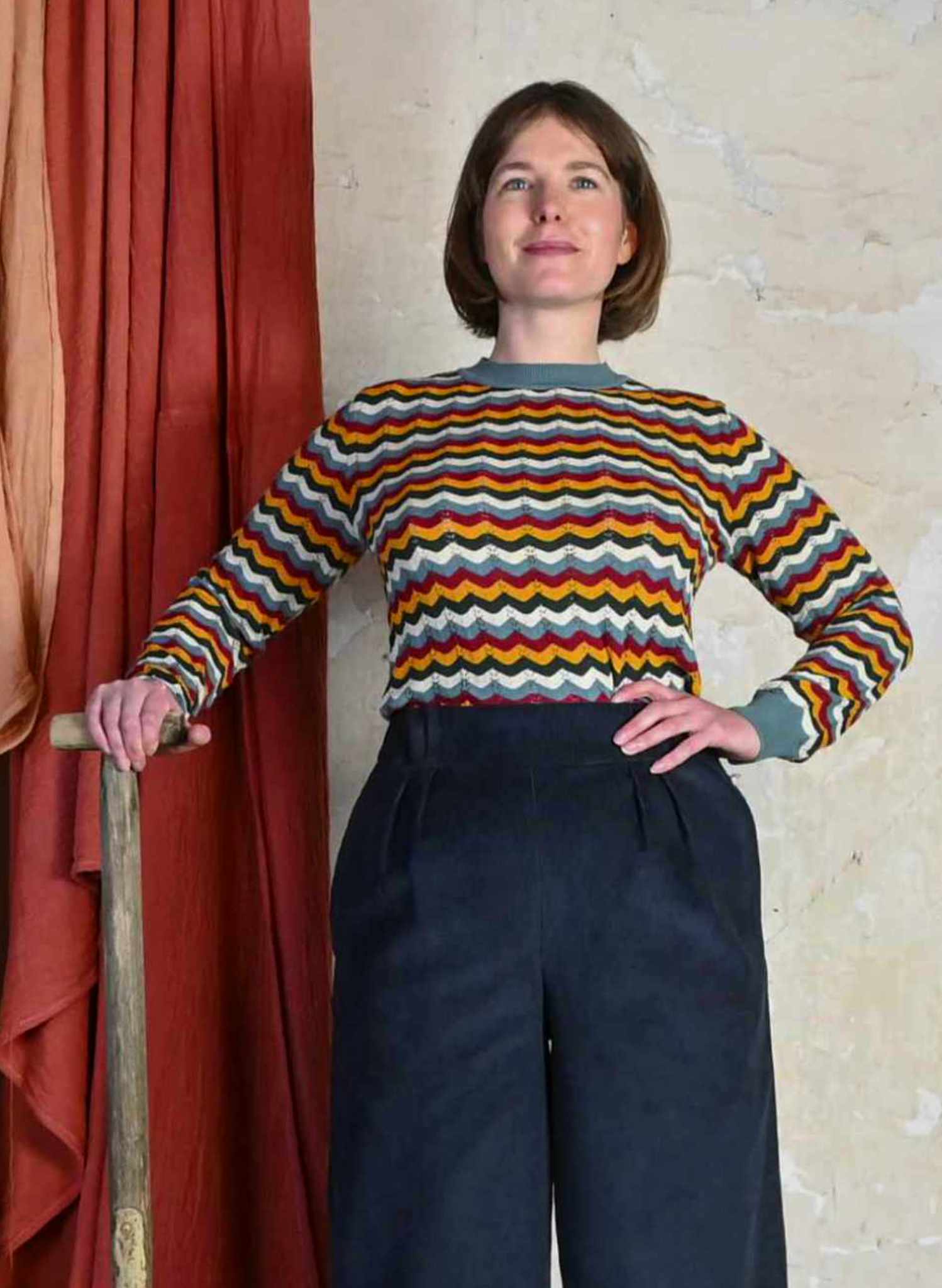 Clara - Mineral Blue Scalloped Top