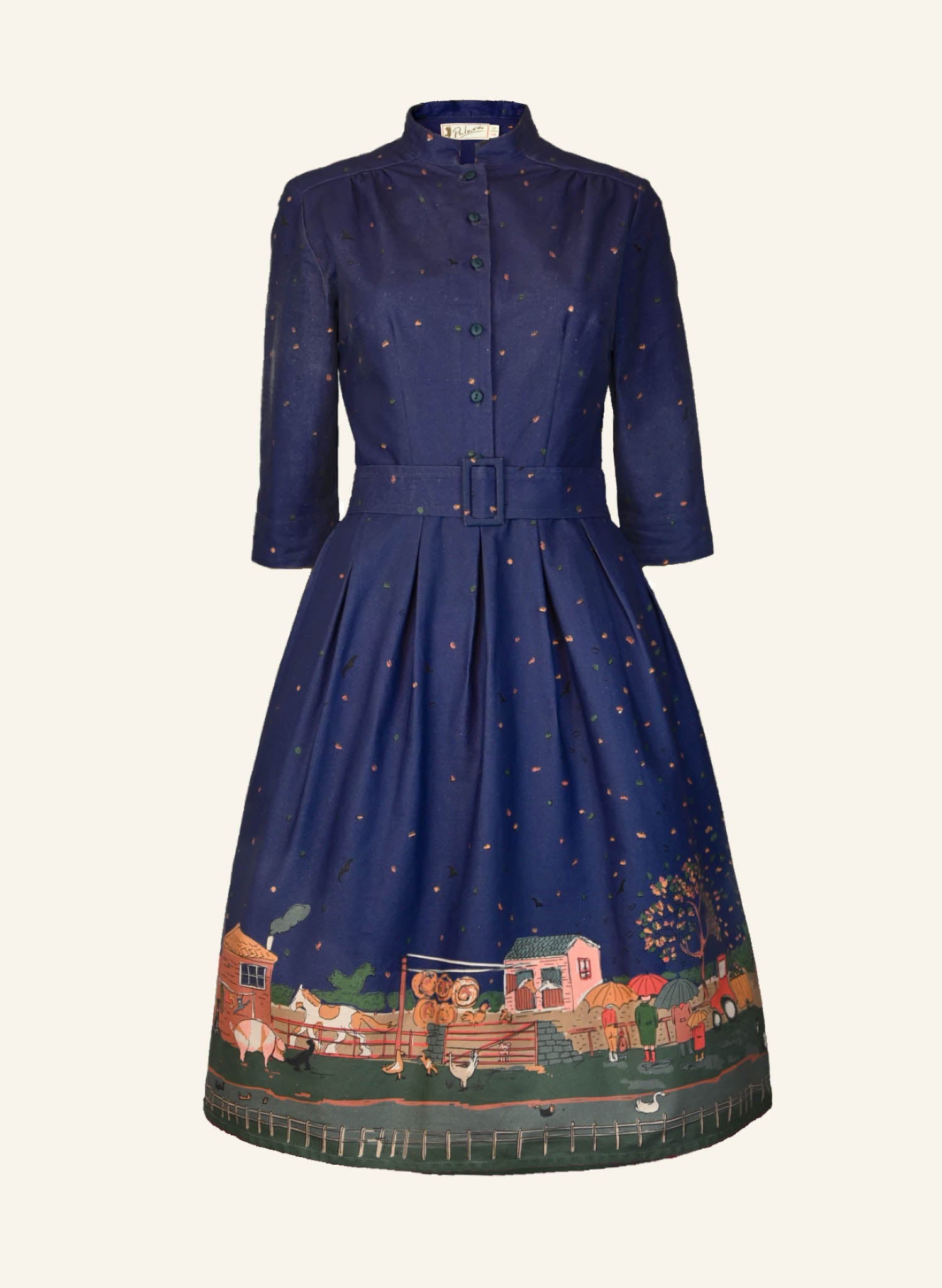 Cynthia - Farmyard Indigo Dress