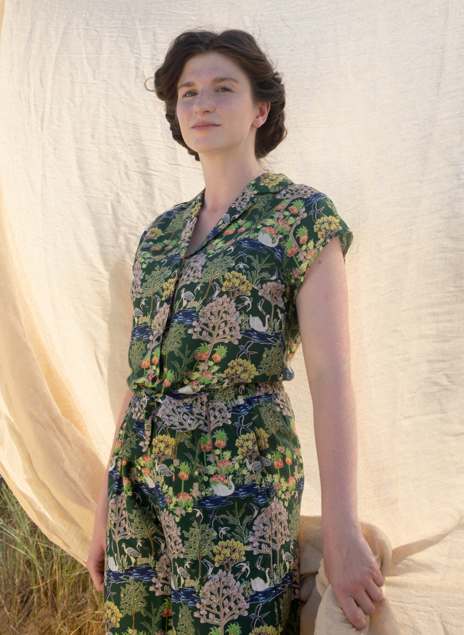 Edith Trousers - Dark Green Botanical Gardens