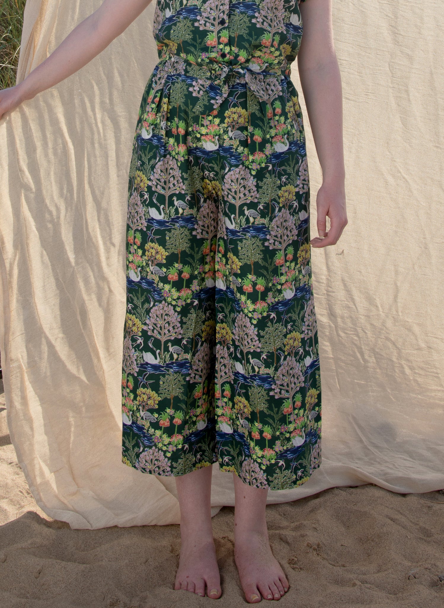Edith Trousers - Dark Green Botanical Gardens