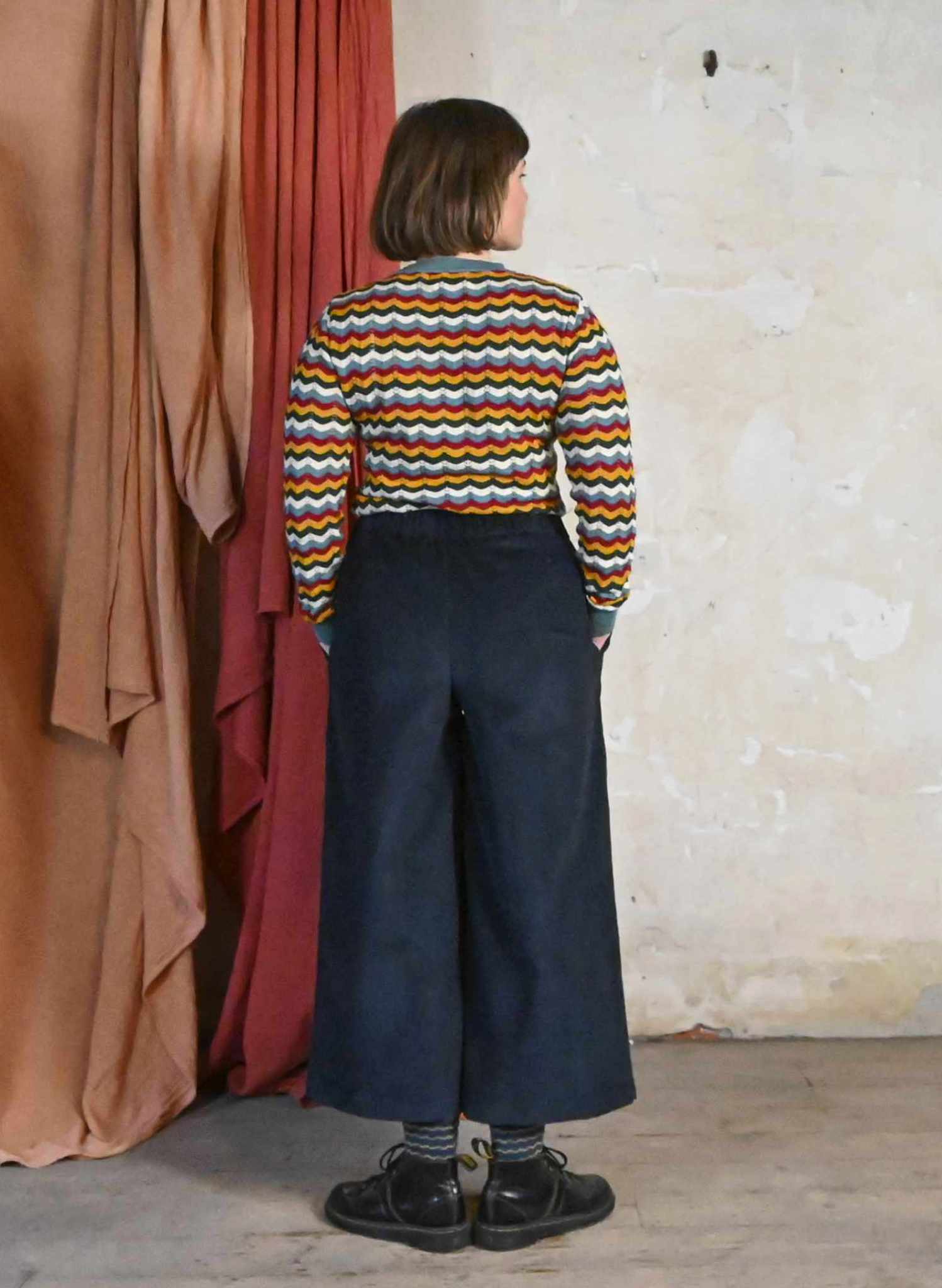 Edith - Petrol Needlecord Trousers