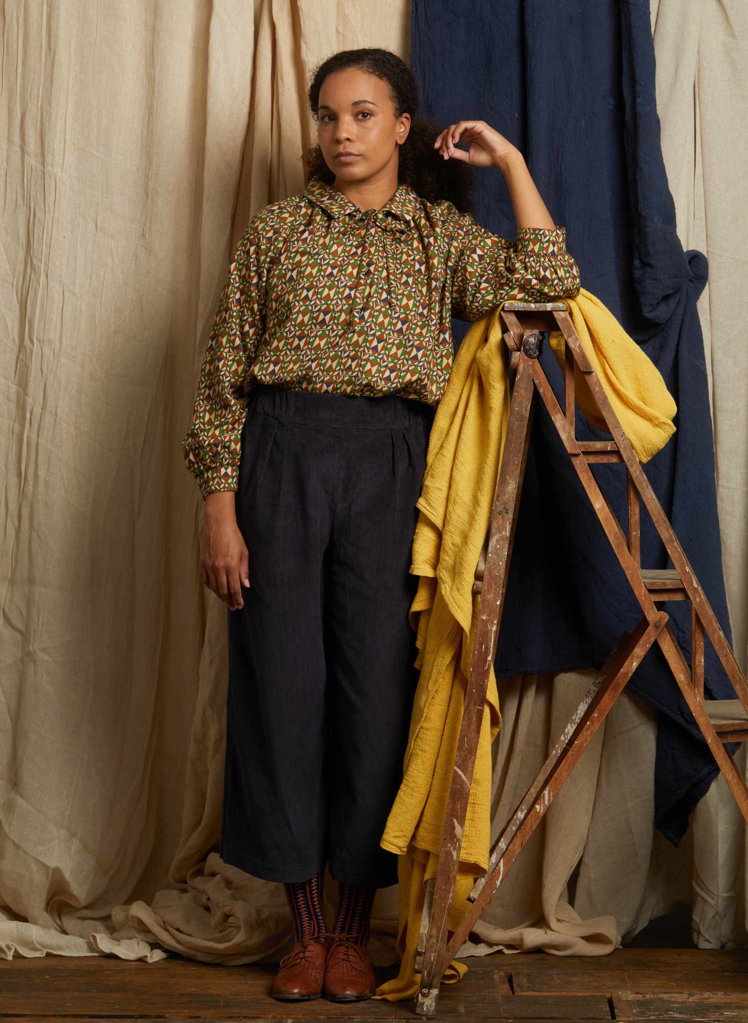 Edith - Petrol Needlecord Trousers