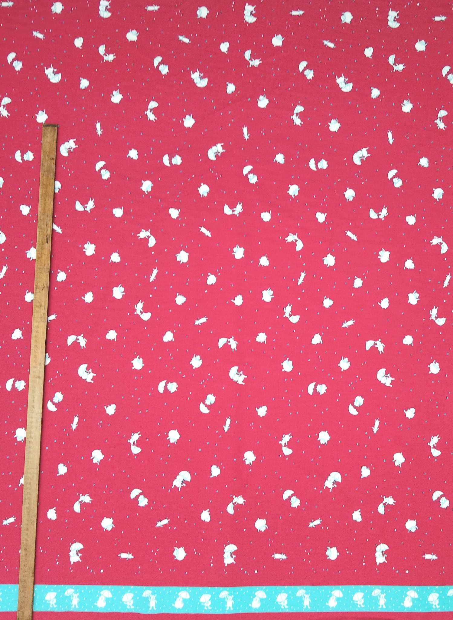 Raining Cats Fuchsia Pink Fabric - Cotton twill