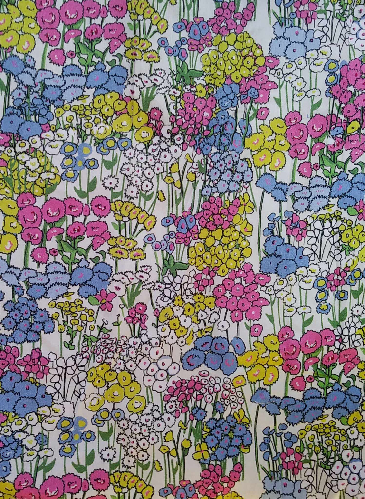 Cream Flower Garden - Cotton Sateen - Fabric