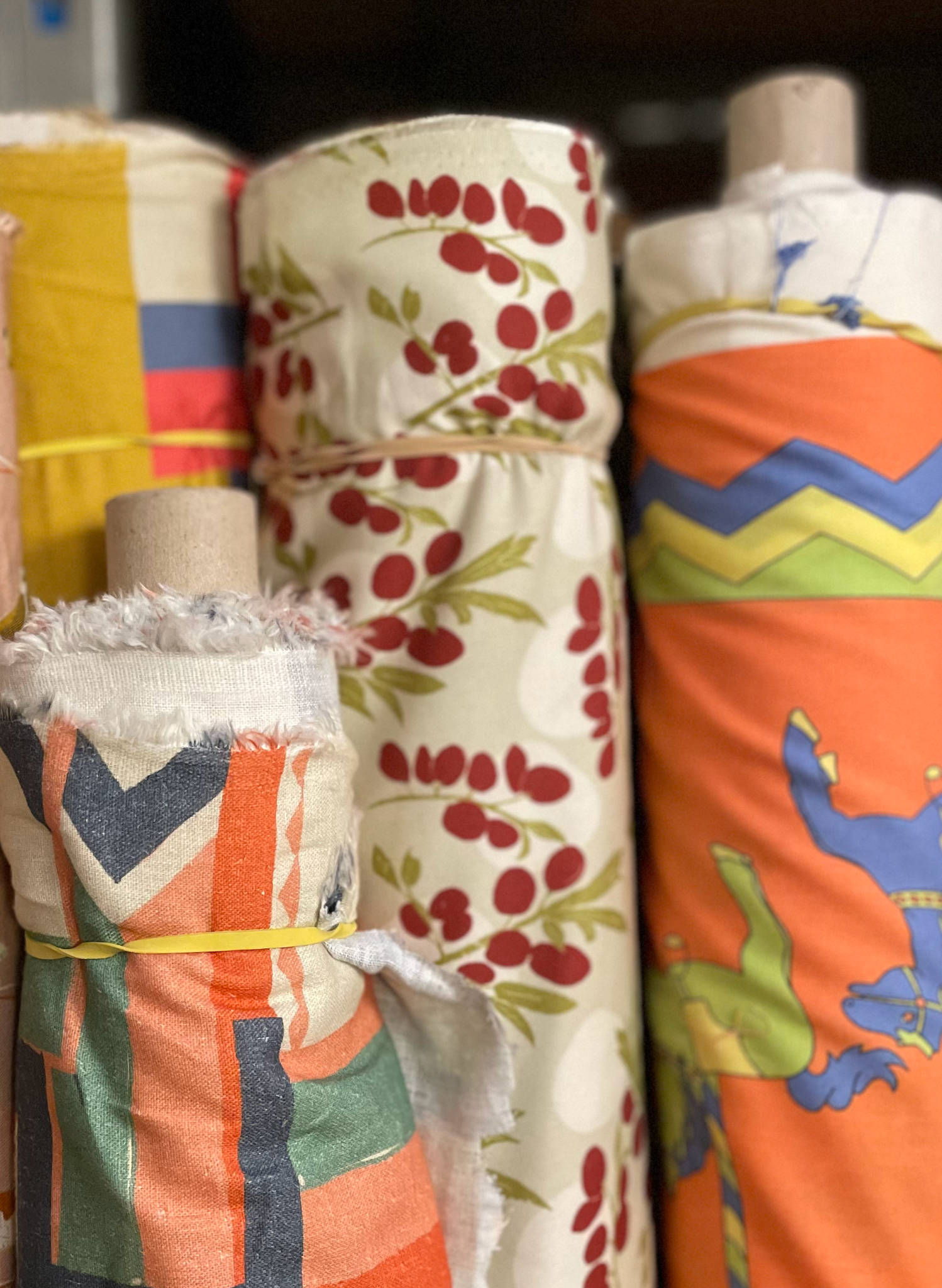 Orange Carousel Print Fabric - Cotton