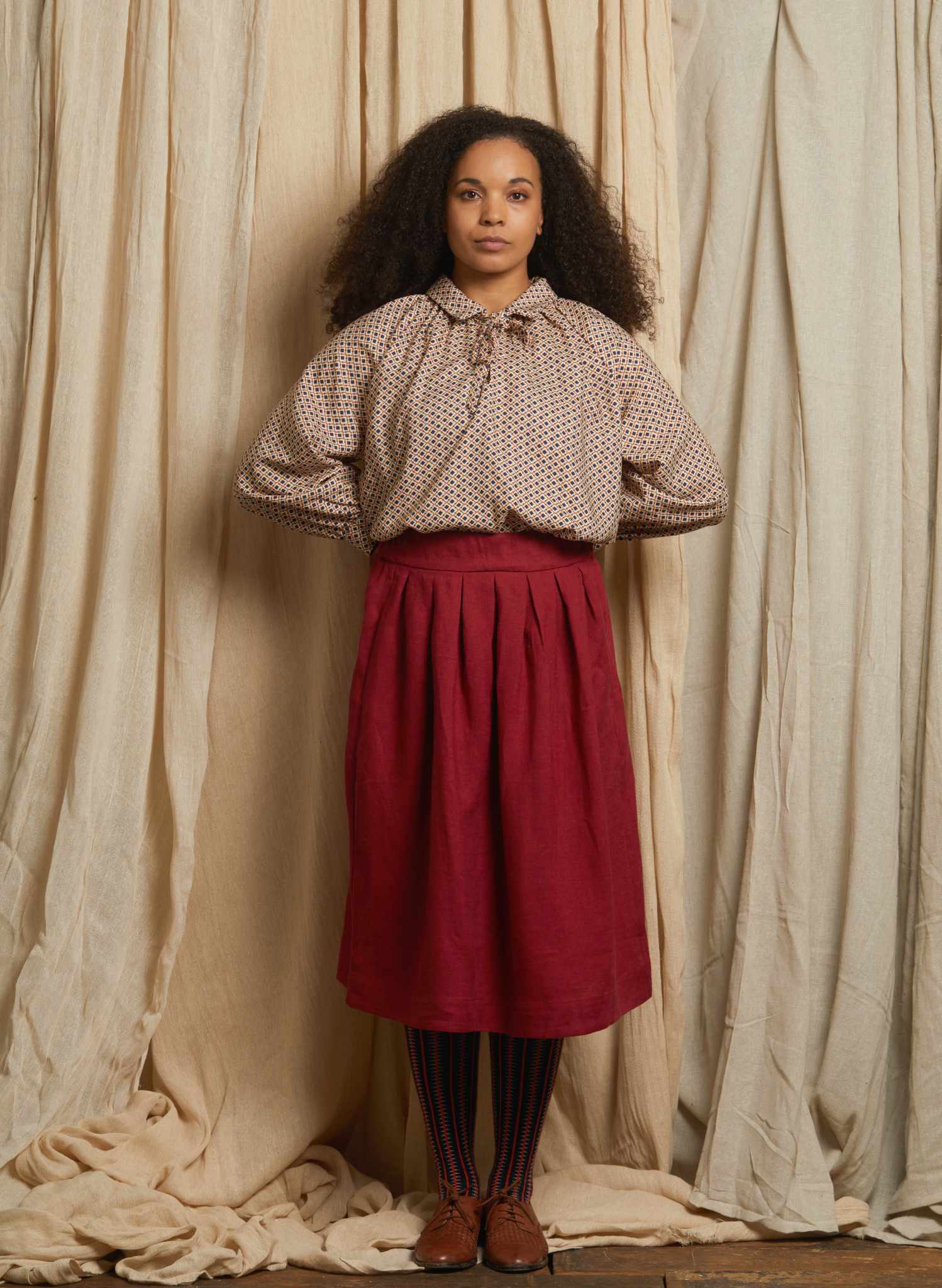 Florence - Wine Linen Skirt