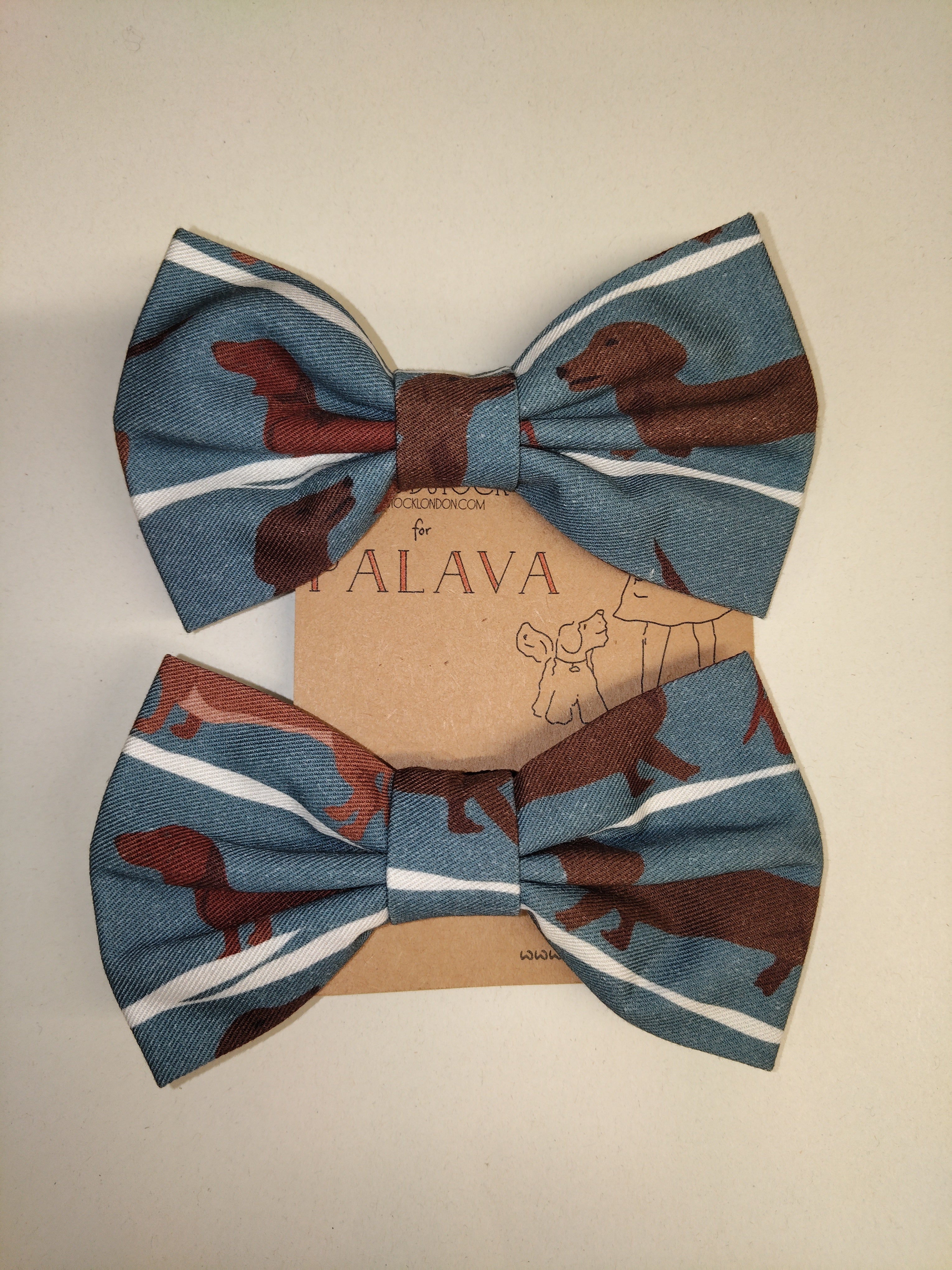 Dog Bow Tie - Steel Blue Sausage Dog