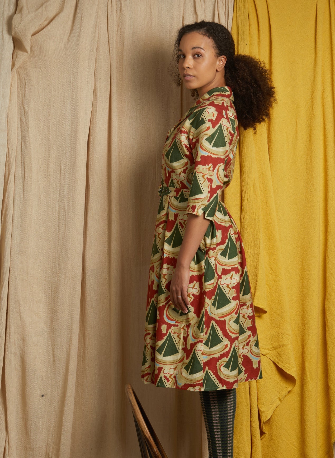 Ida - Burgundy Sailing Boats Dress