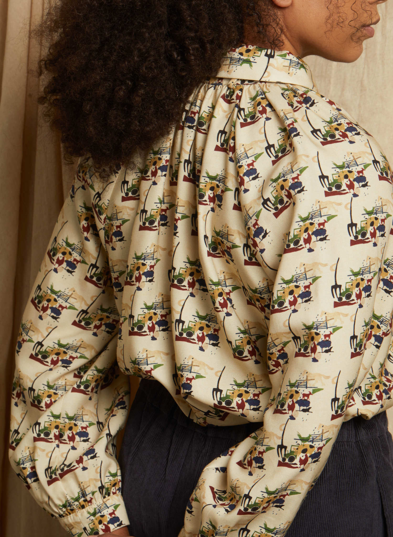 Joan - Ivory Farmyard Animals Blouse