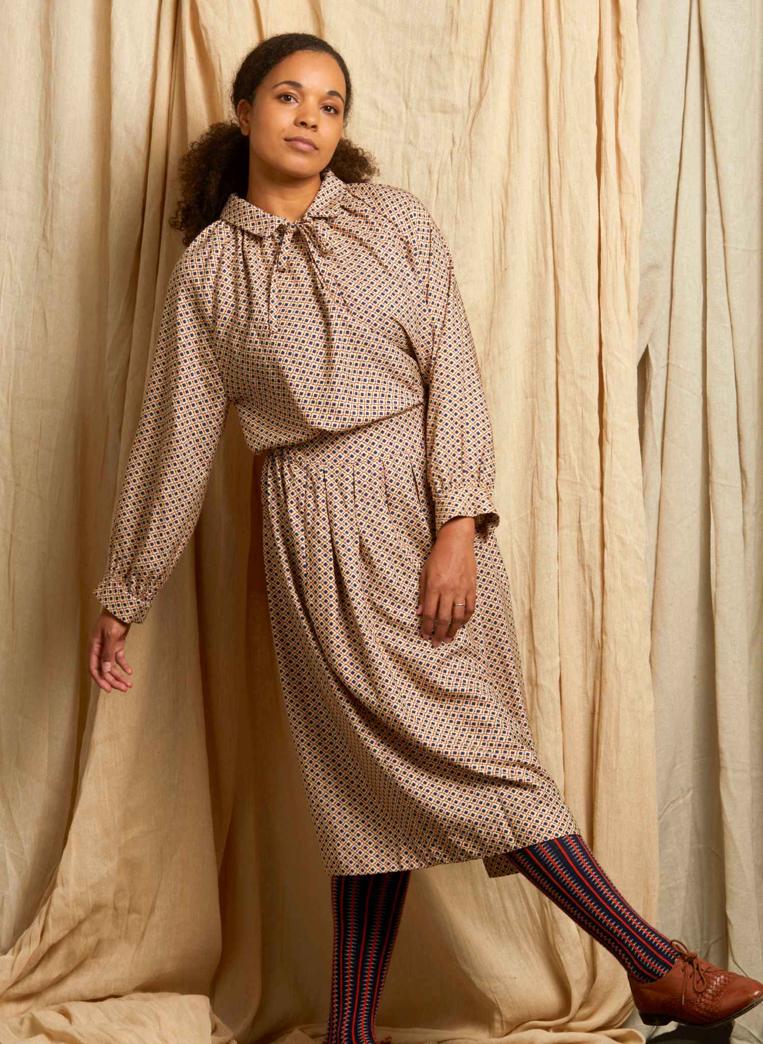 Joan - Ivory Tiles Blouse