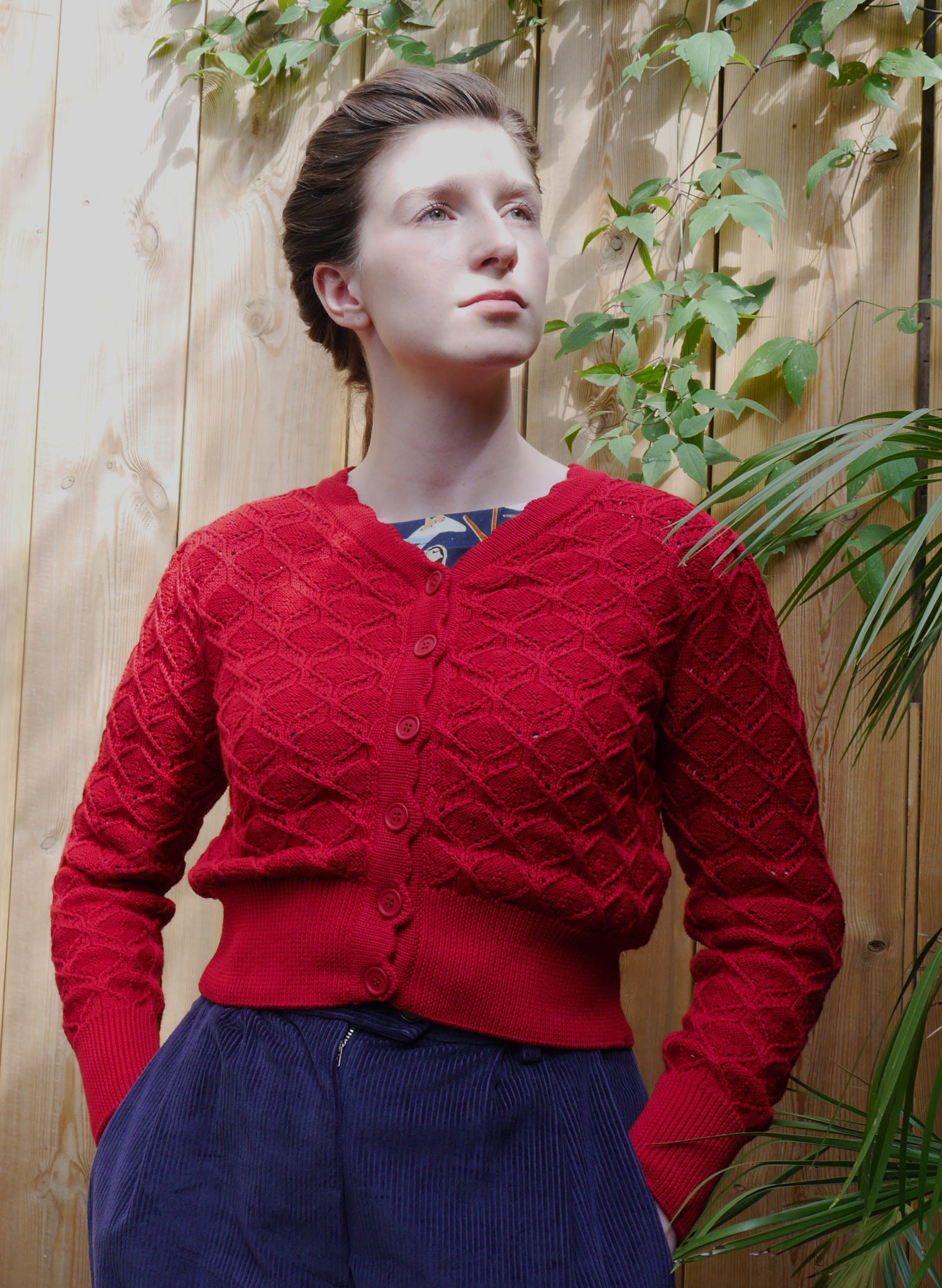 Leah Winter Vine Knitted Cardigan - Burgundy