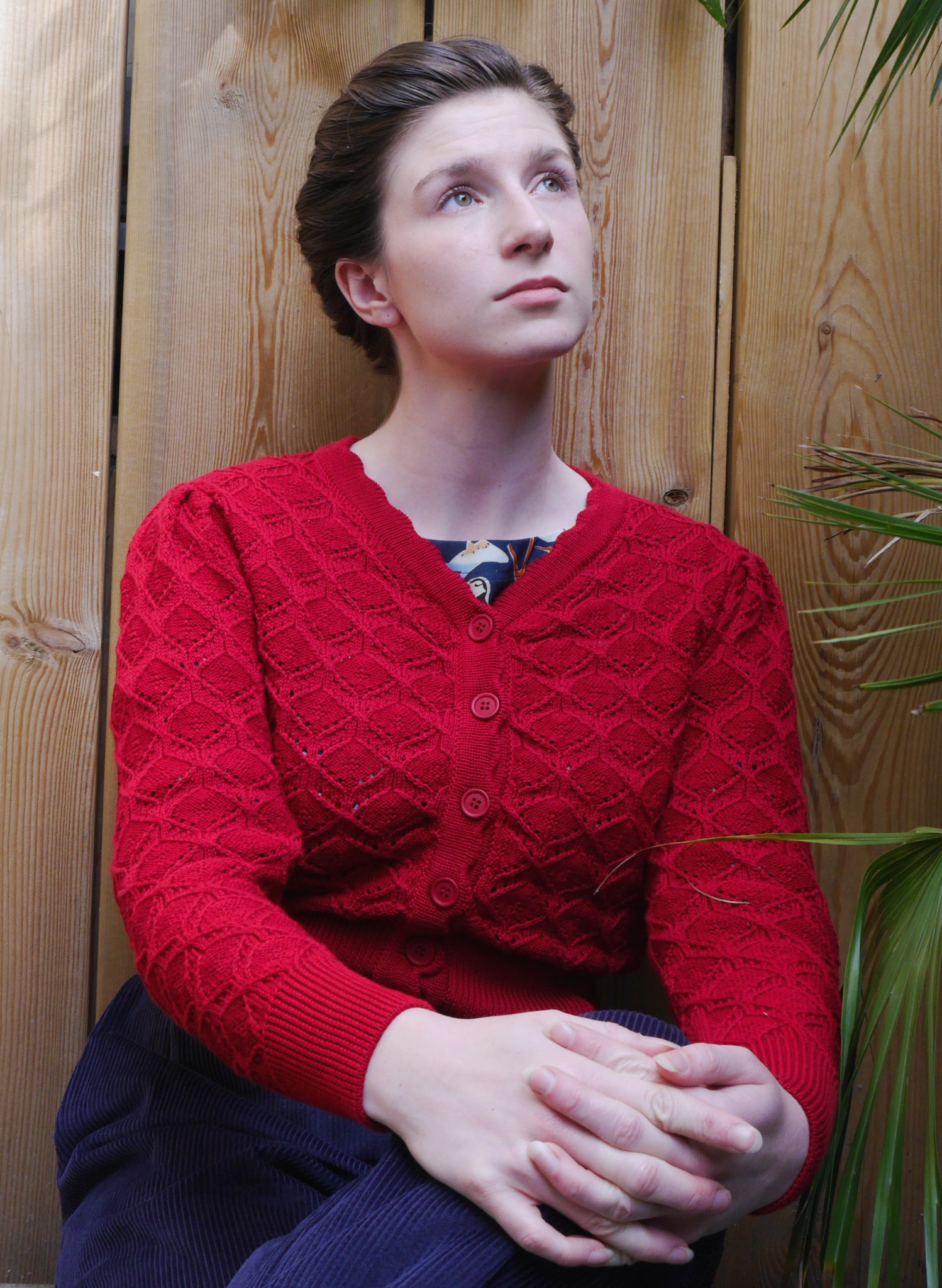 Leah Winter Vine Knitted Cardigan - Burgundy