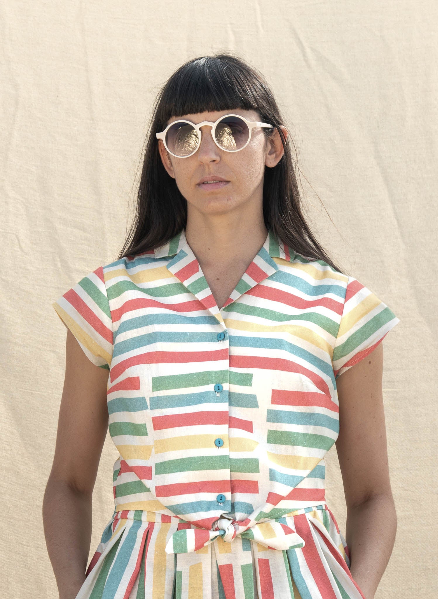 Peggy Top - Multi Beach Stripe