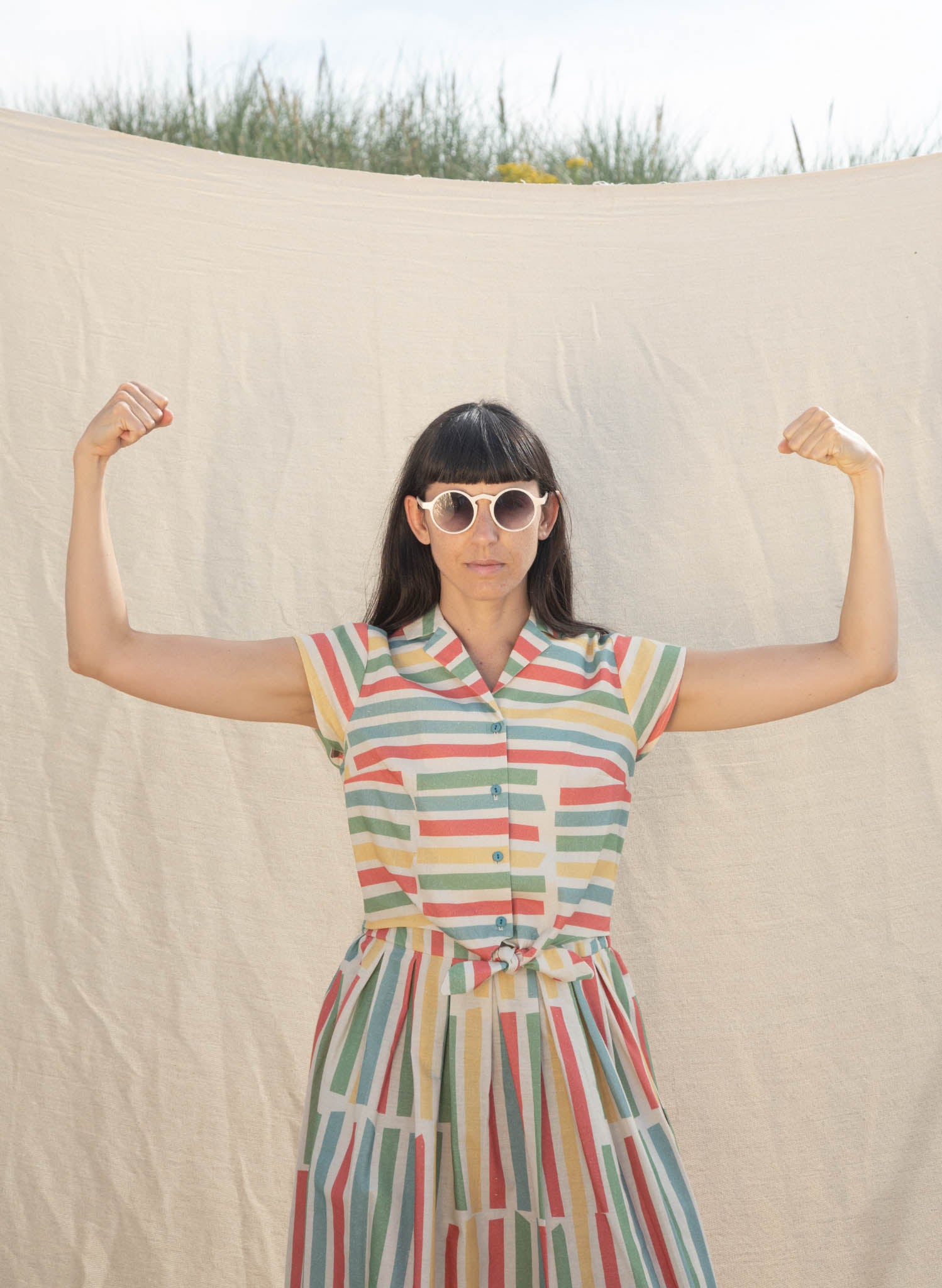 Peggy Top - Multi Beach Stripe