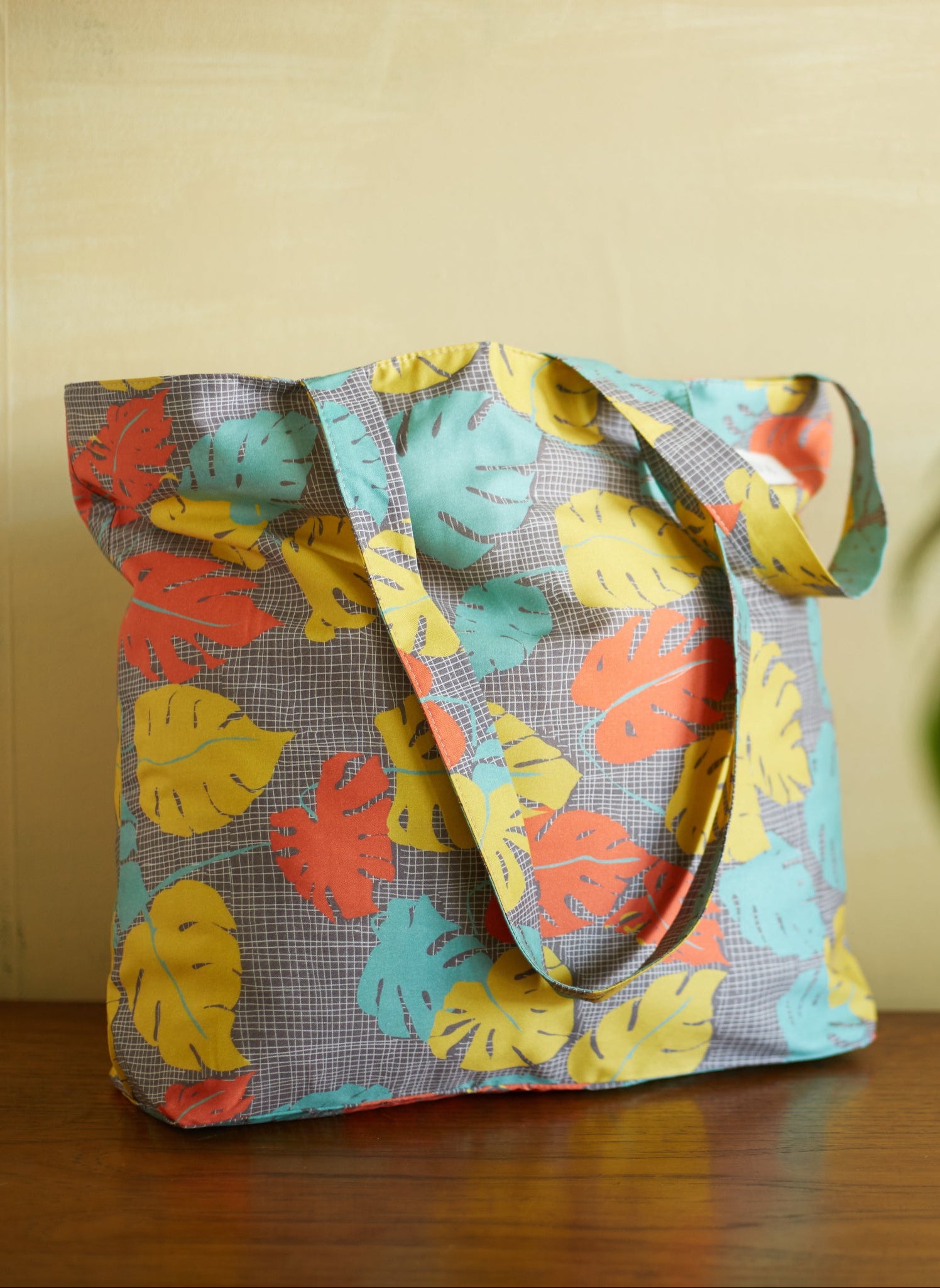 Remnant - 72cm x 66cm - Mustard Tropical Leaf - Tencel