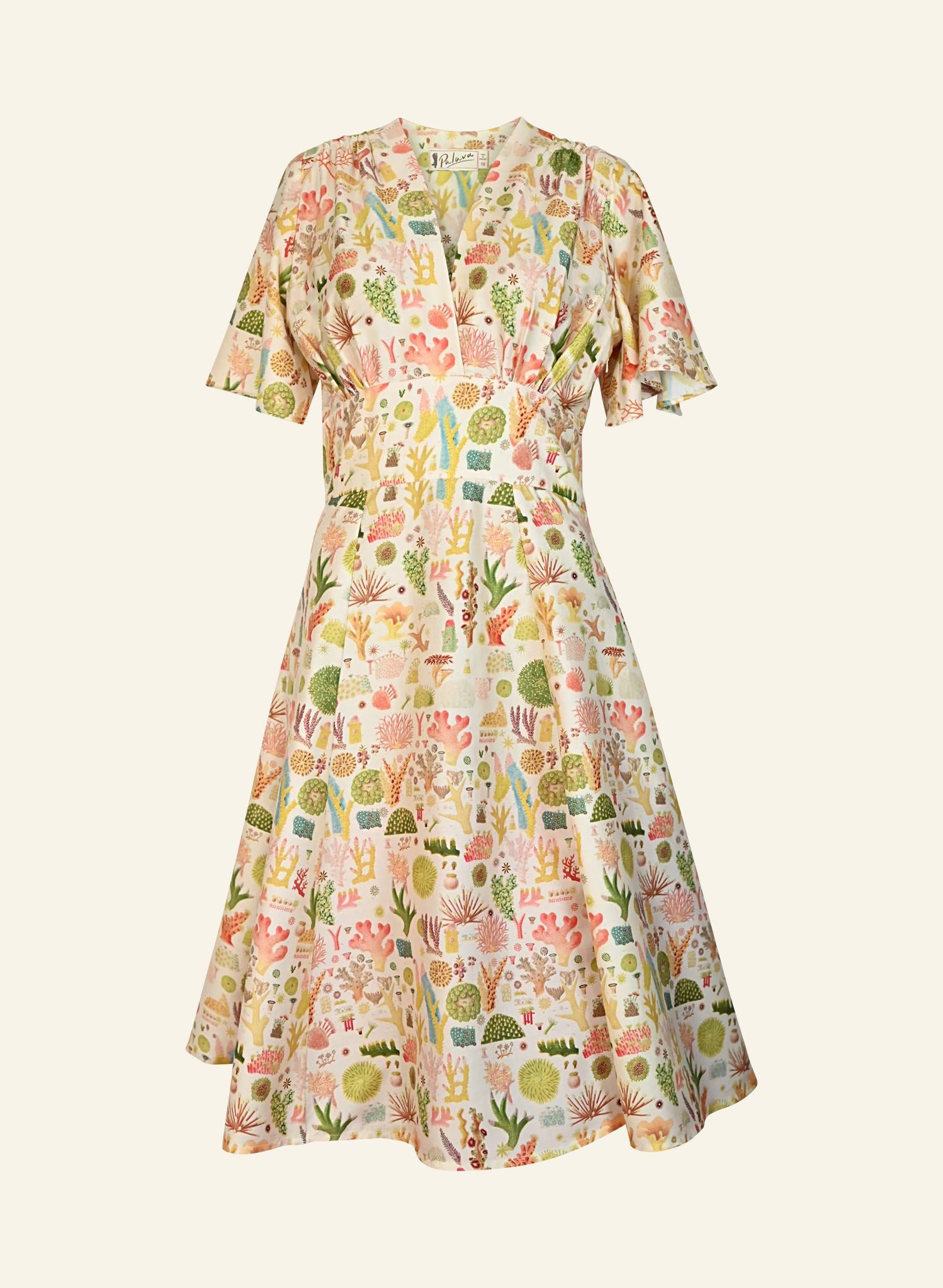 Rita Long-sleeve Dress - Cream Coral Reef