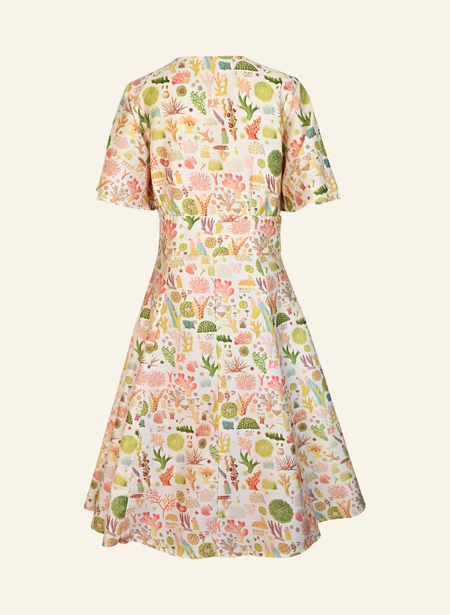 Rita Long-sleeve Dress - Cream Coral Reef