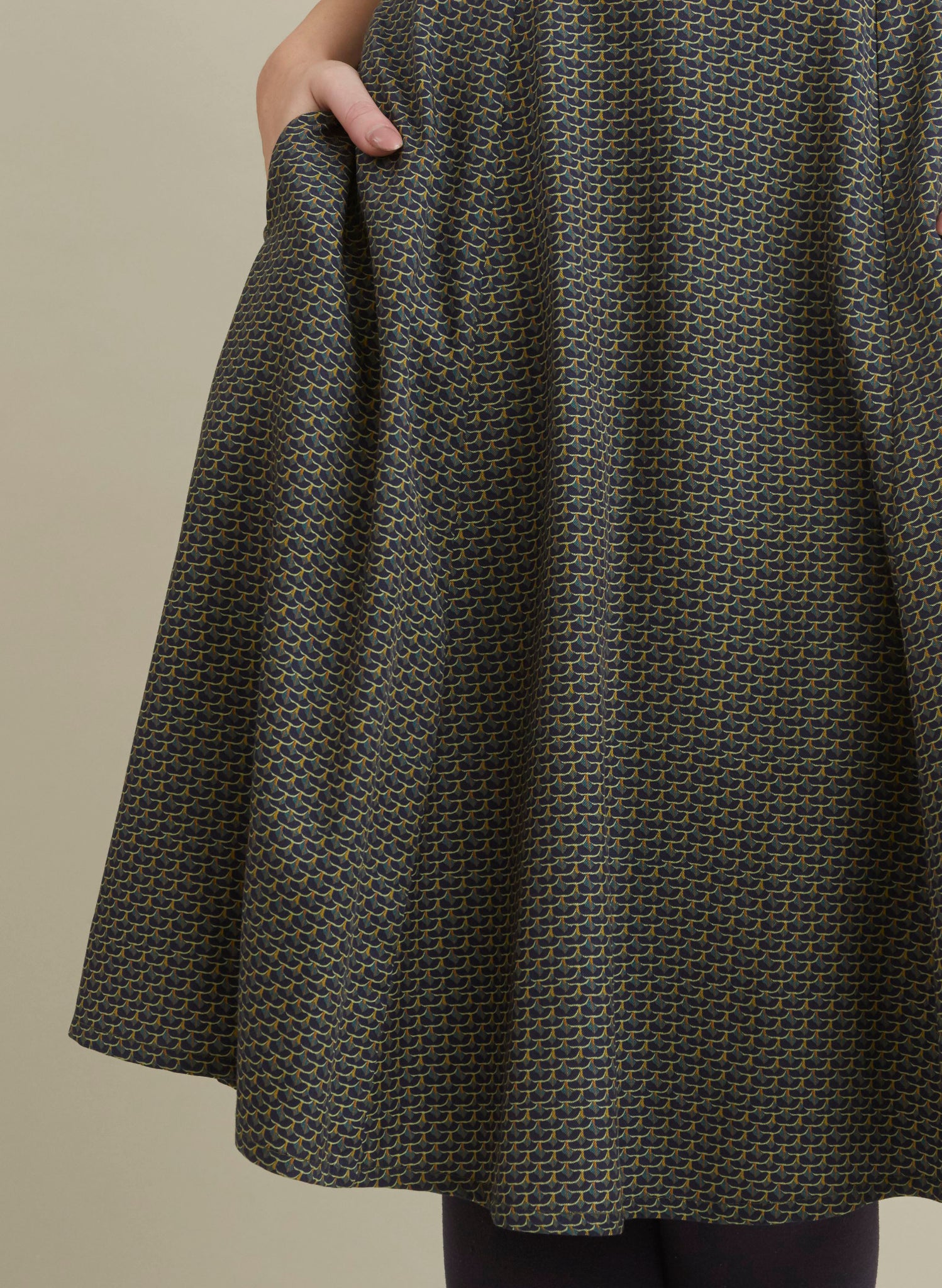 Rita - Navy Marbled Feather Dress