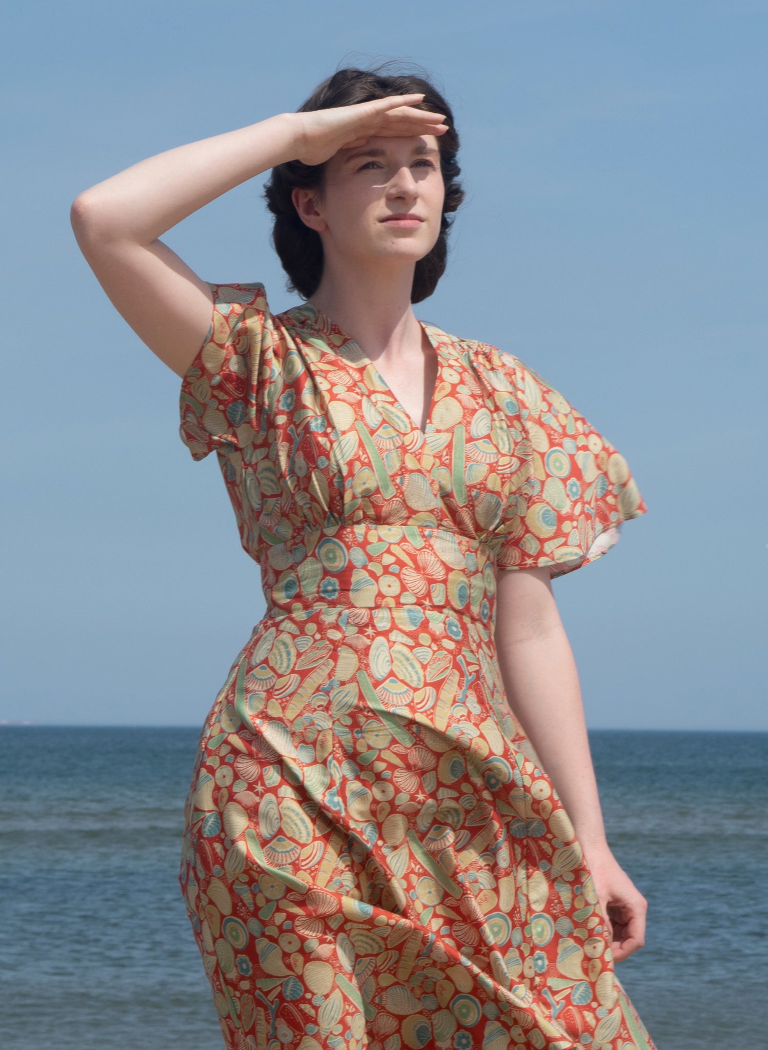 Rita Long-sleeve Dress - Dark Coral Shells