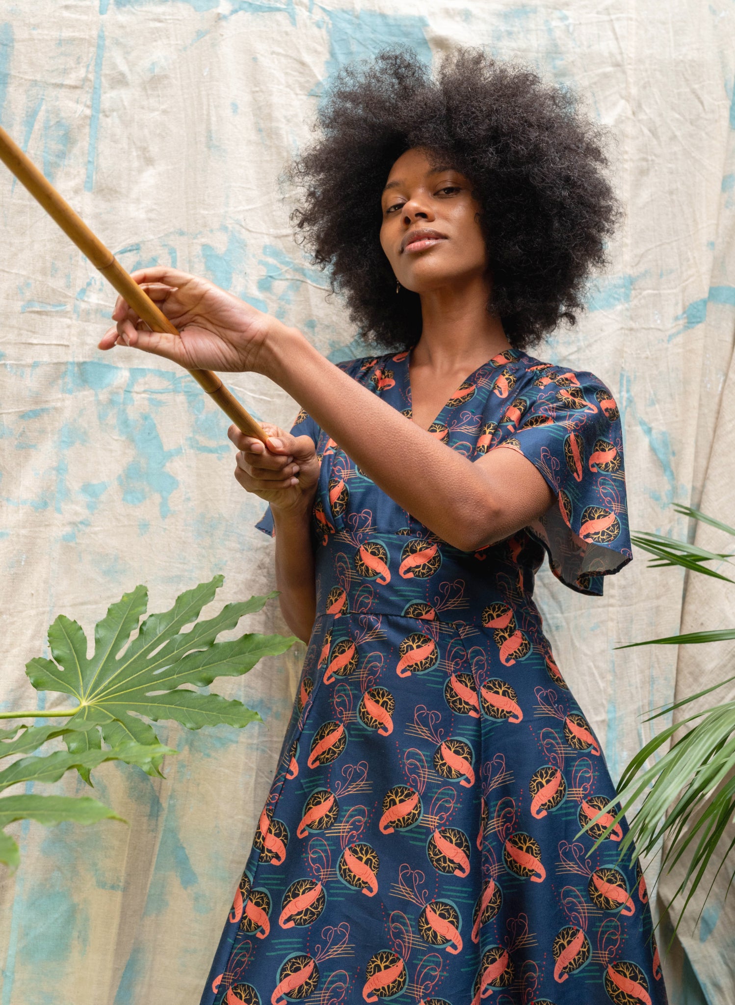 Rita Long-sleeve Dress - Navy Prawn Cocktail