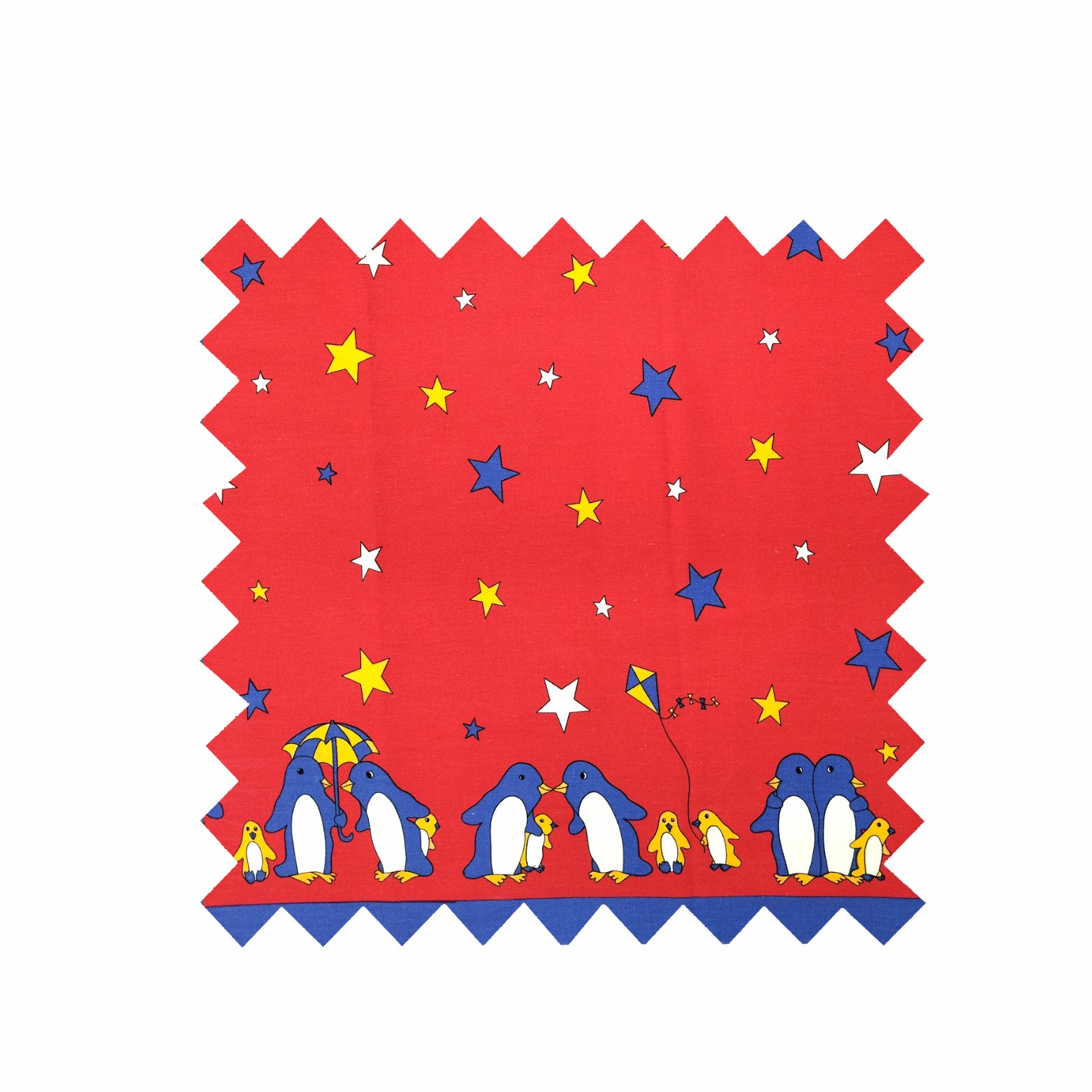 Remnant - 1m - Red Penguin Fabric - Cotton twill Fabric