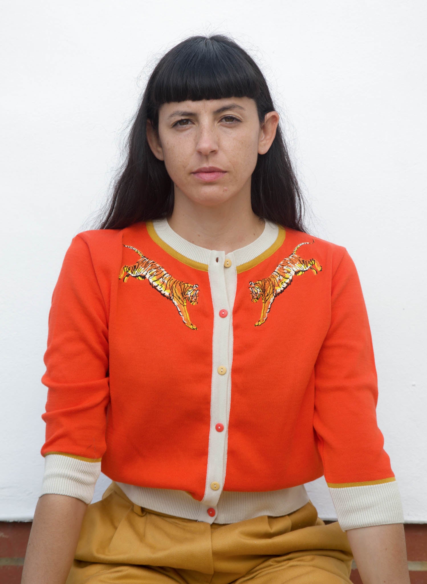 Vera Cardigan - Coral Leaping Tigers