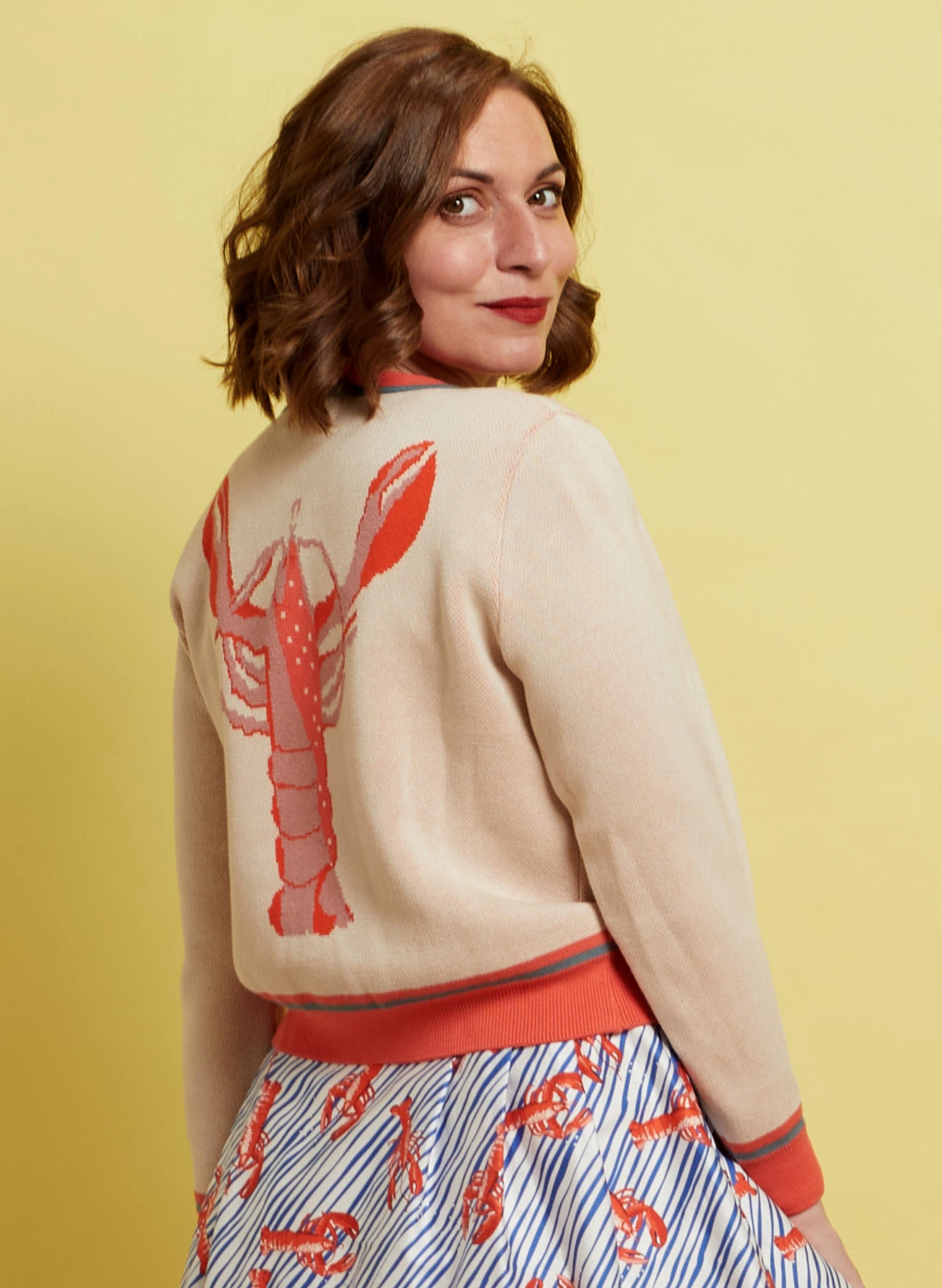 Vera Cardigan - Large Cream Lobster
