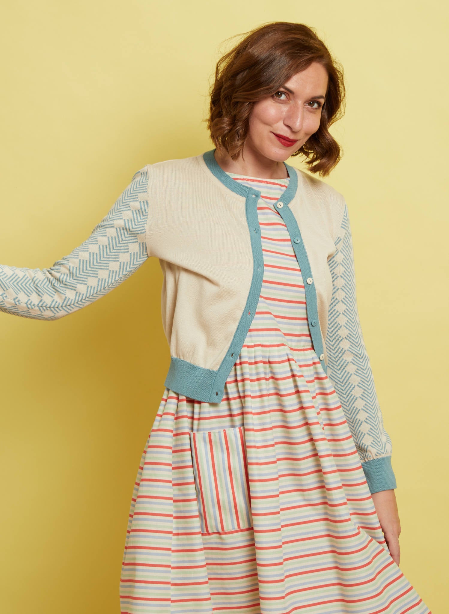 Vera Cardigan - Ivory Kingfisher