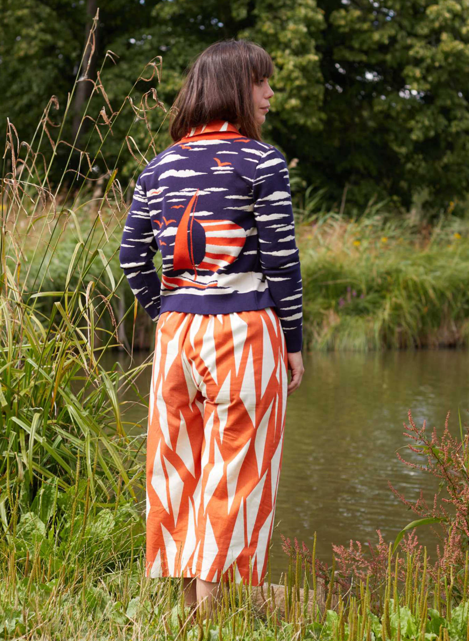 Vera Cardigan - Navy Sailing Boat