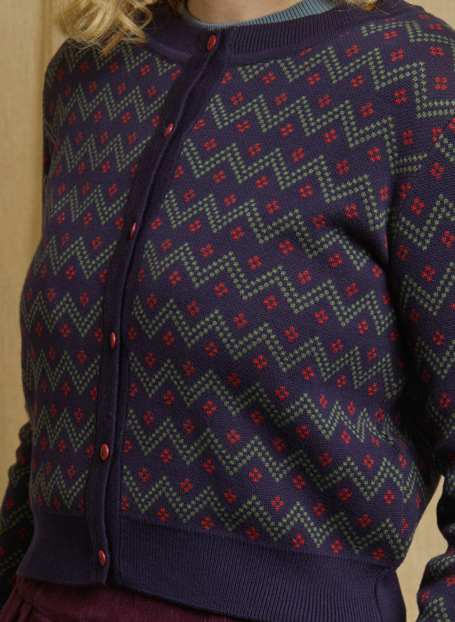 Vera - Navy Cross Hatch Cardigan