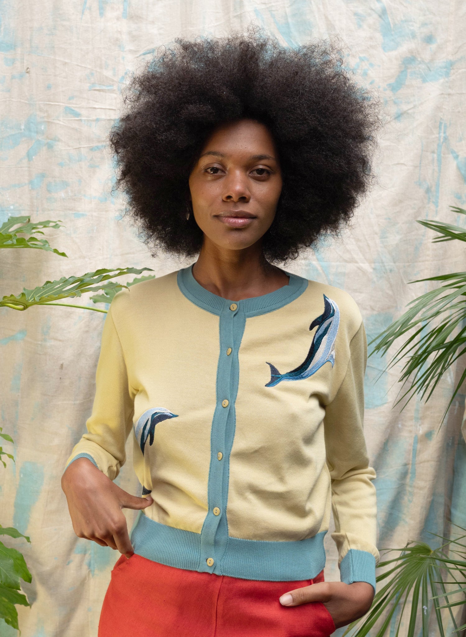 Vera Cardigan - Yellow Dolphins