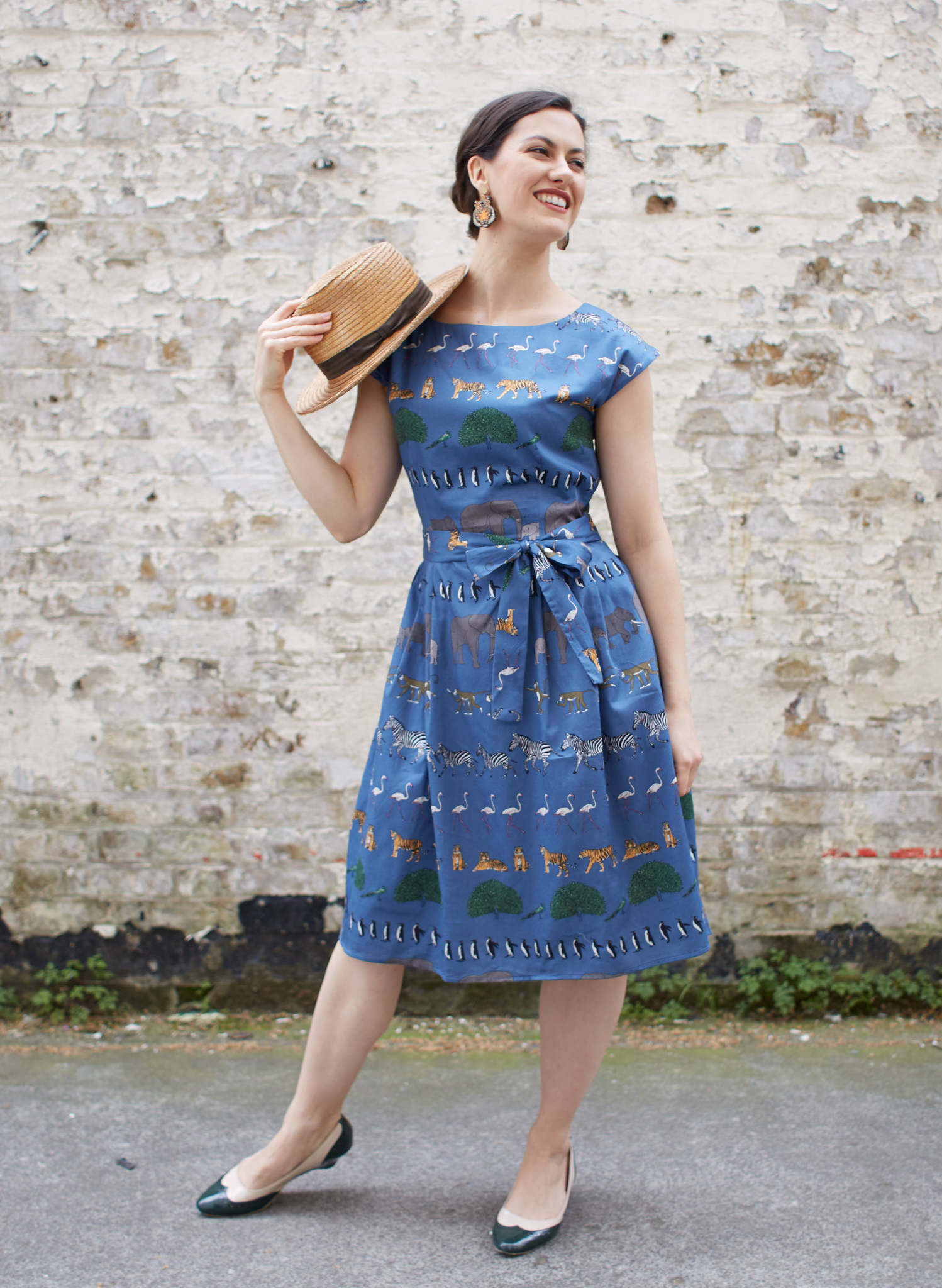 Beatrice Cap - Blue Walking Zoo Dress
