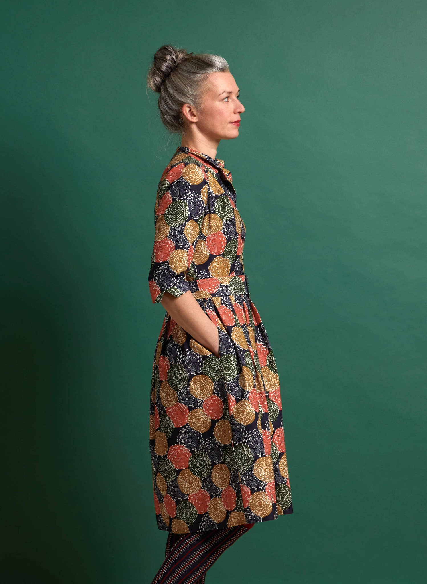 Cynthia Dress - Navy Pinecones