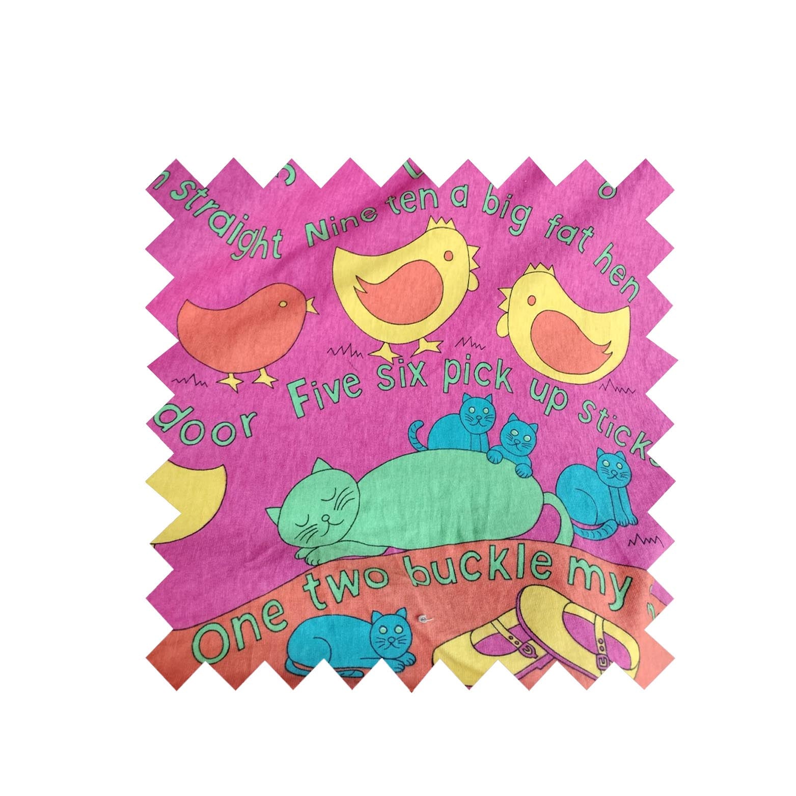 Remnant - 1m - Pink Buckle My Shoe - Cotton Jersey