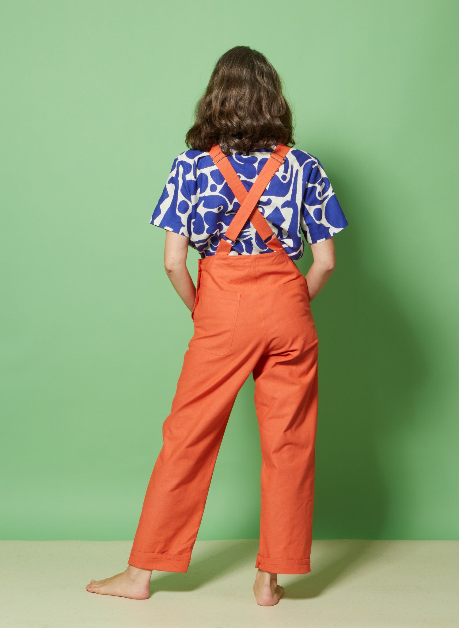 Bonnie Dungarees - Orange Red