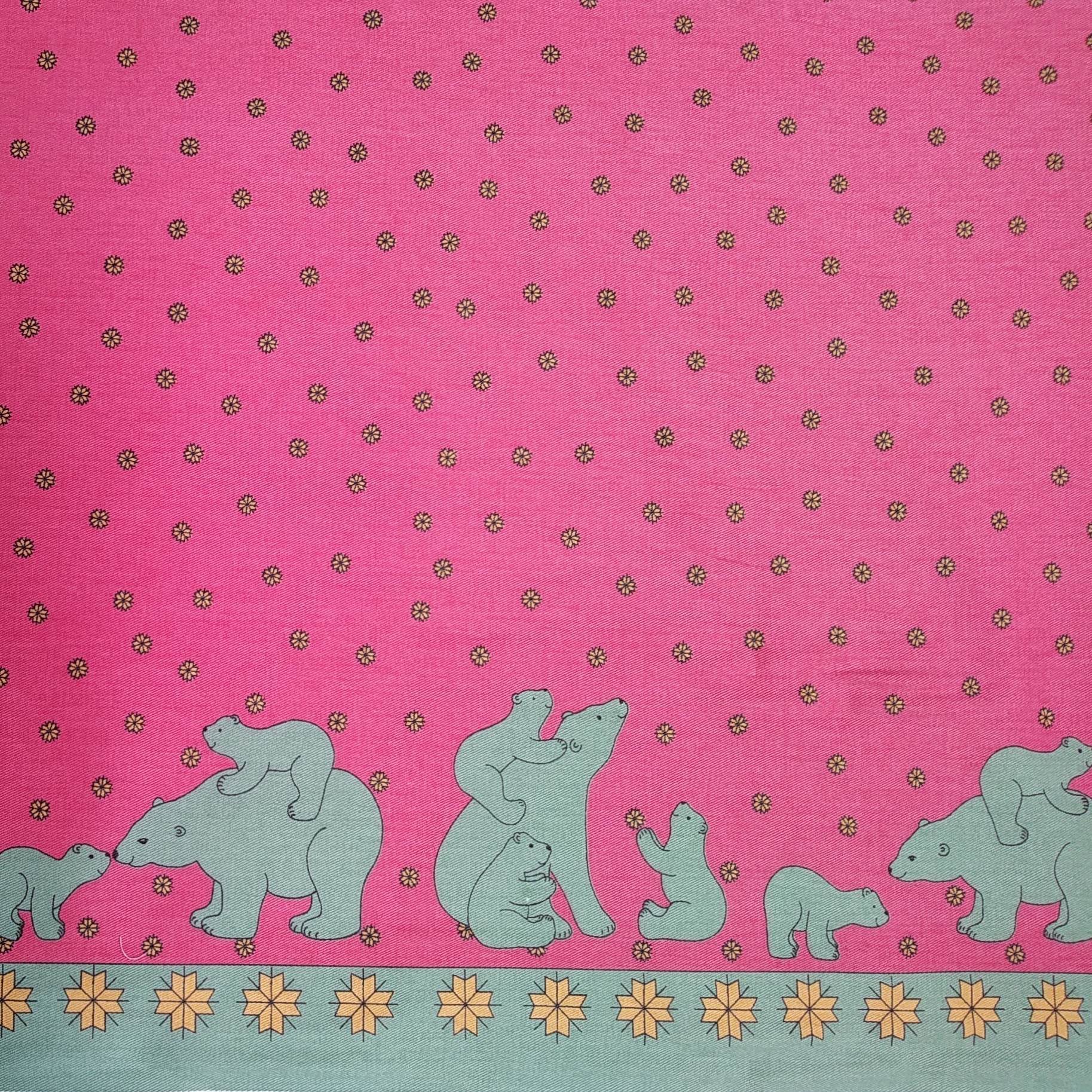 Pink Polar Bear Fabric - Cotton twill