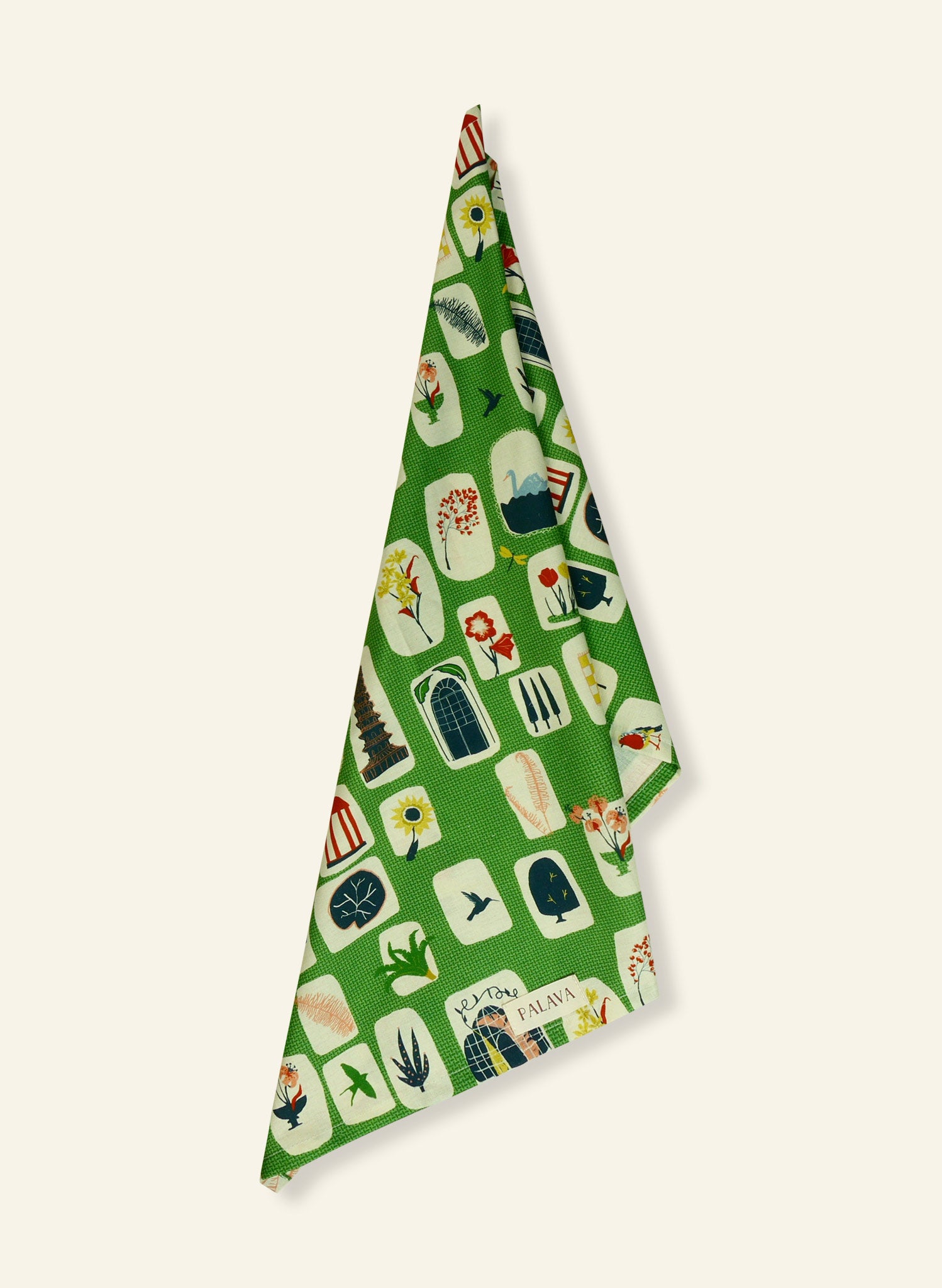 Tea Towel - Green Postcards
