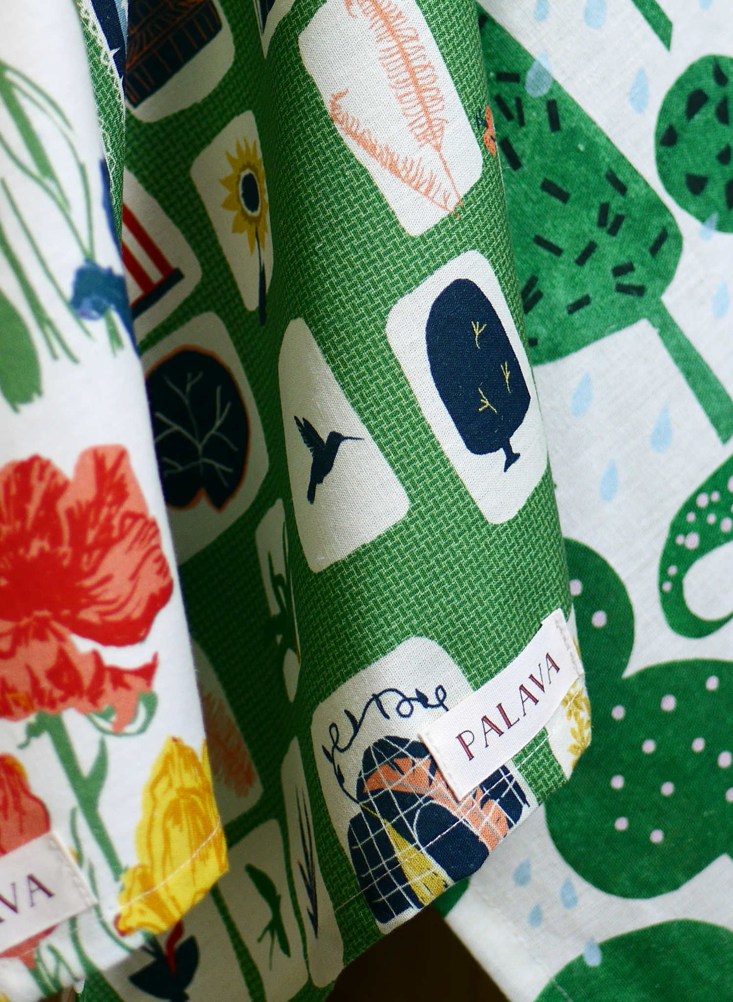 Tea Towel - Green Postcards