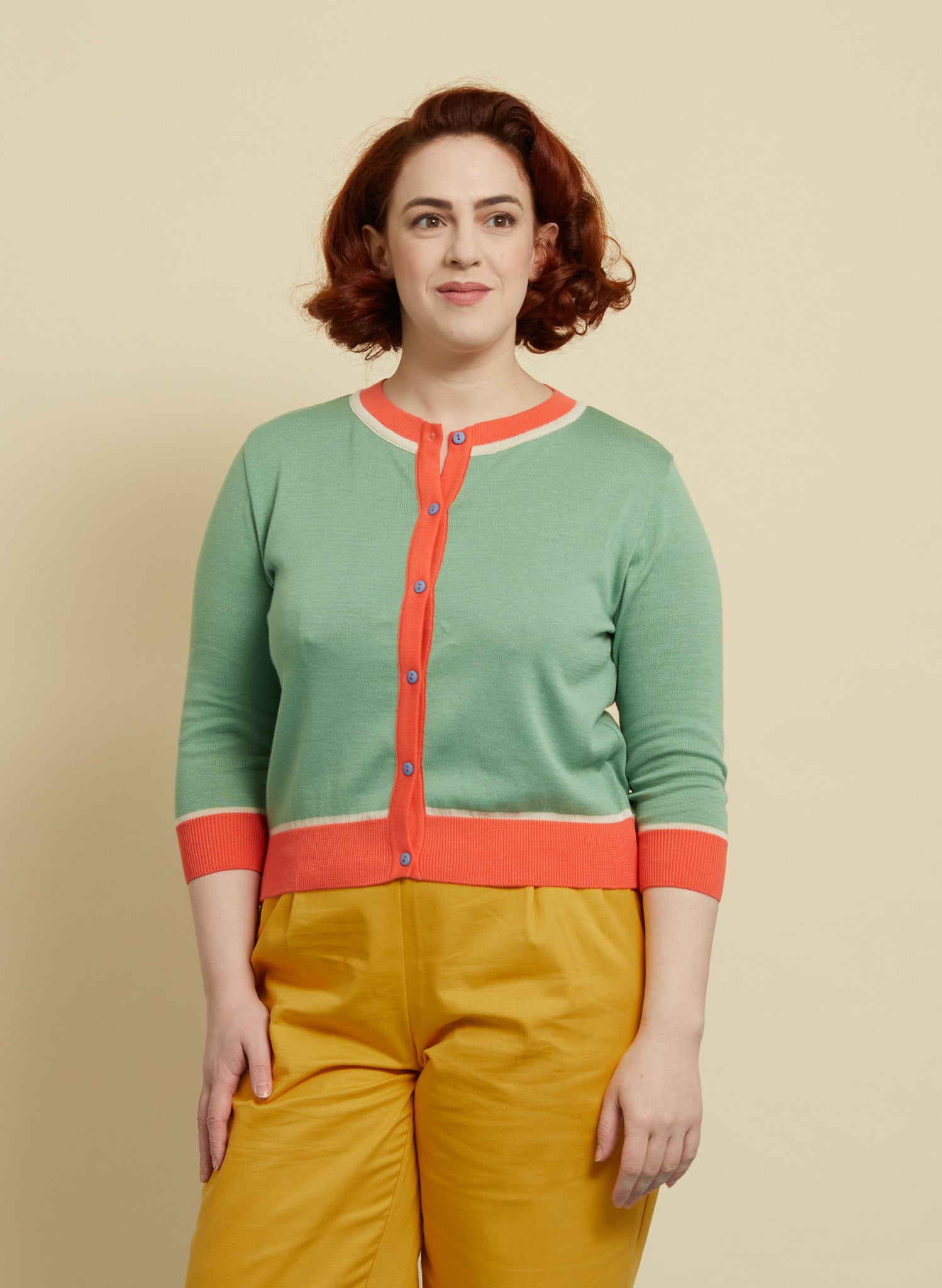 Vera Cardigan - Peapod Green Floral Corsage