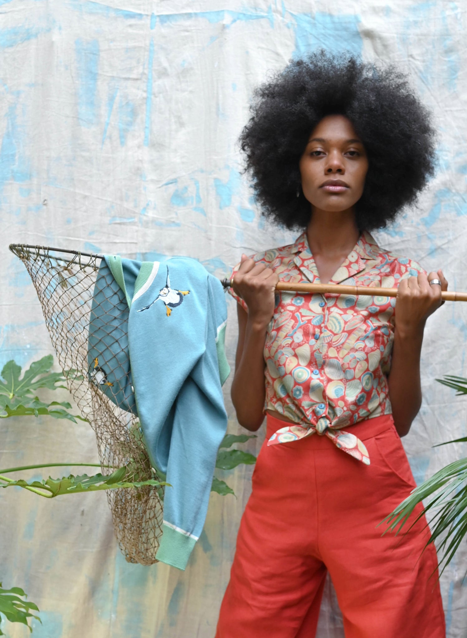 Vera Cardigan - Teal Puffins