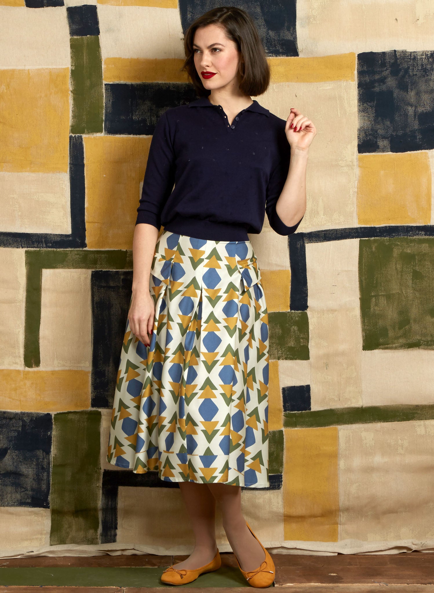 Aila Knitted Cotton Top - Navy