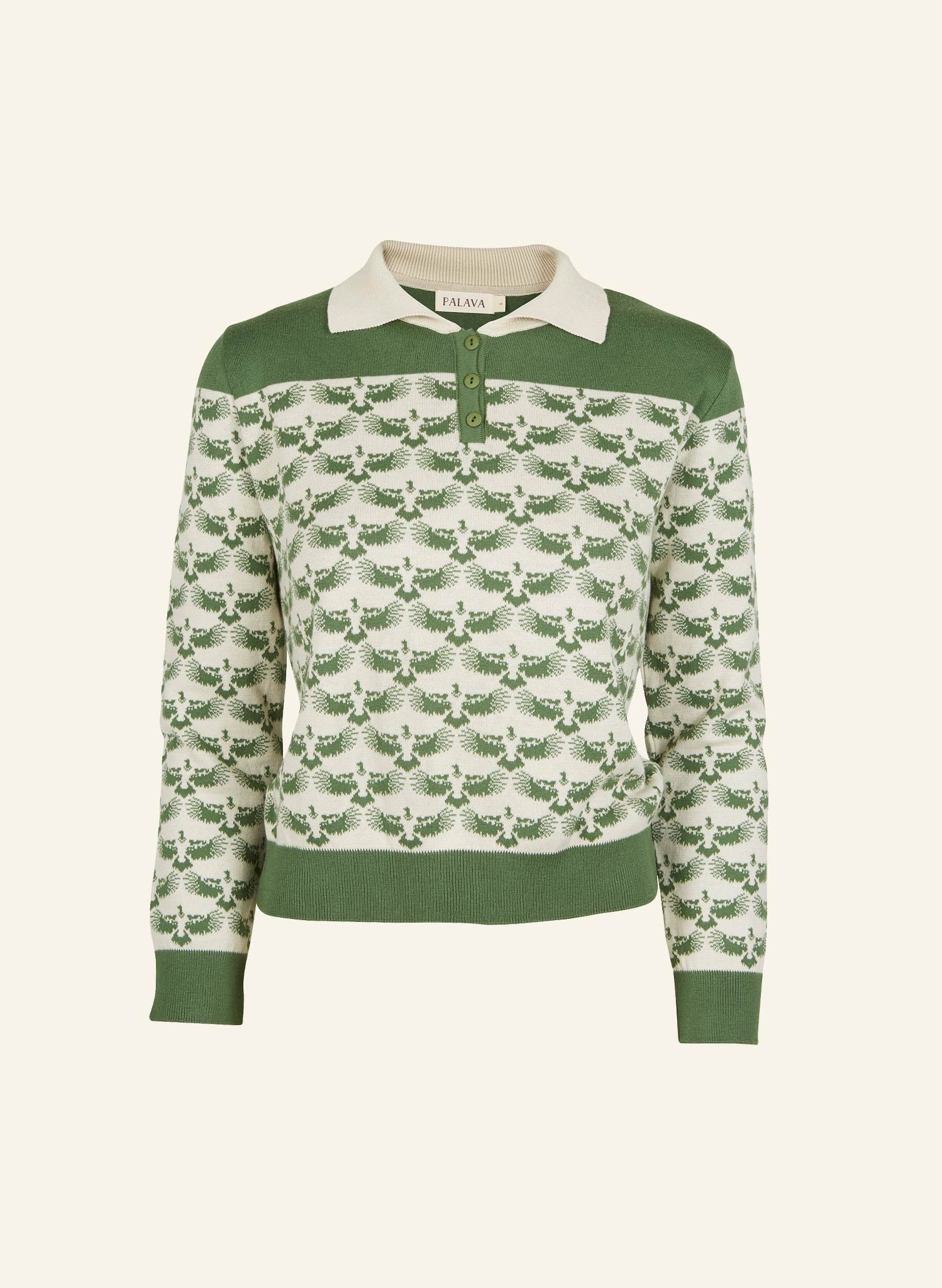 Aila - Green Jacquard Eagle - Knitted Top