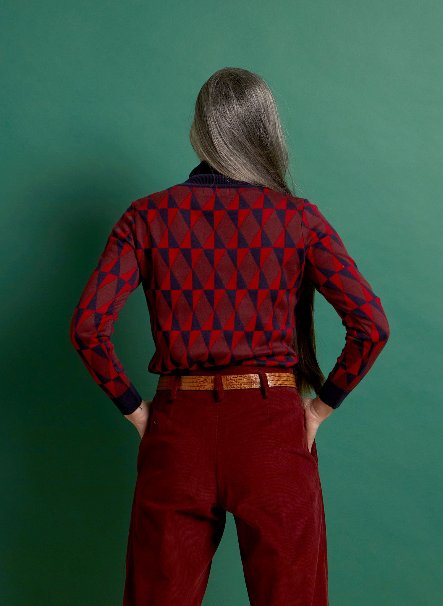 Aila - Red Prism Knitted Top