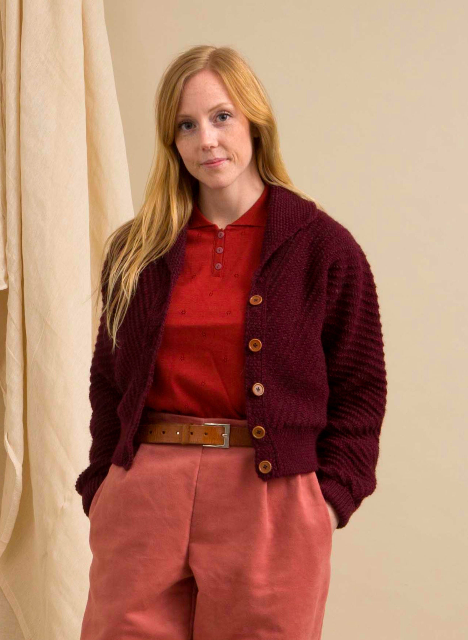 Betty - Heritage Knitwear Berry Cardigan - 100% British Wool