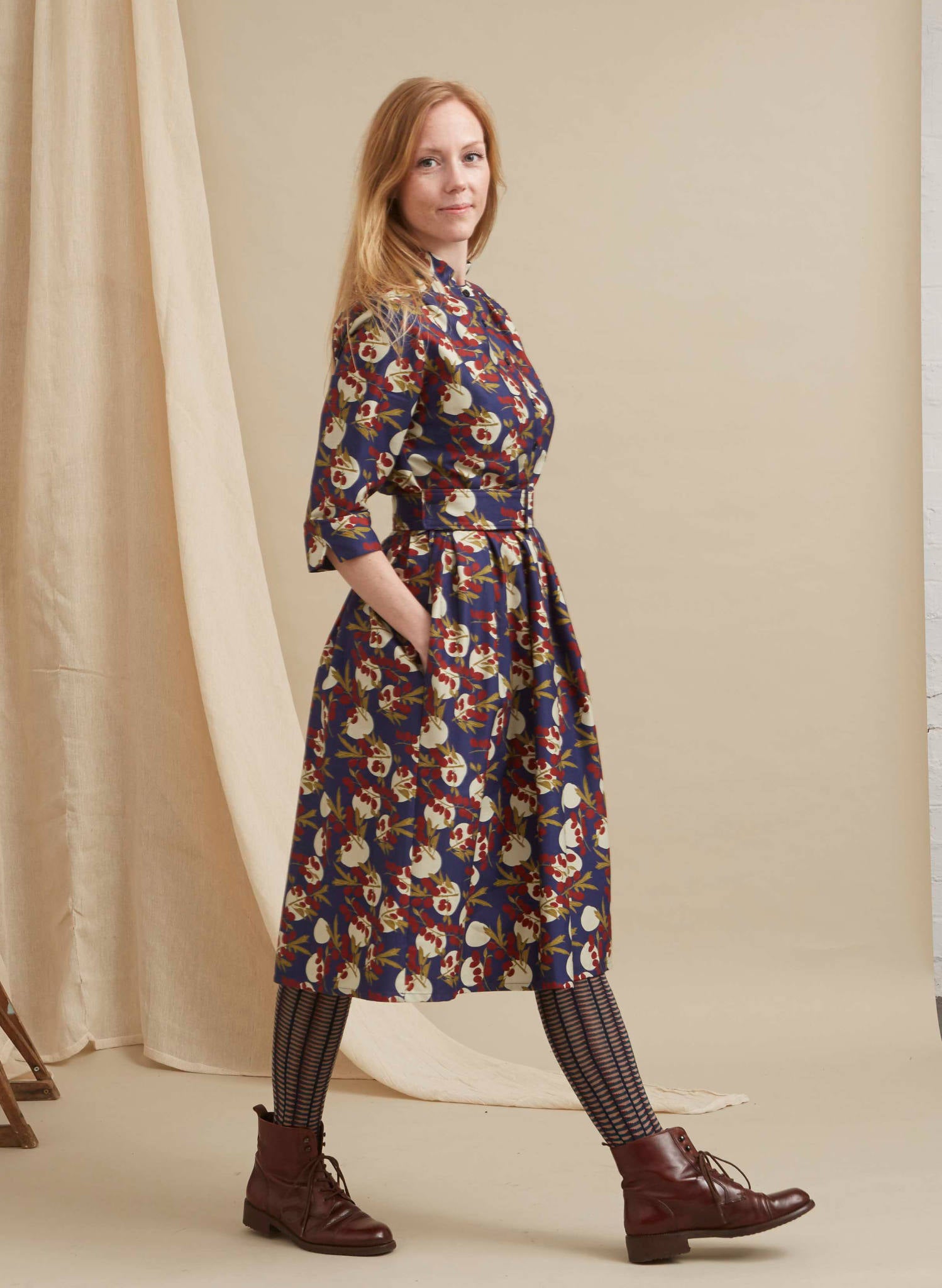Cynthia - Navy Damson Dress